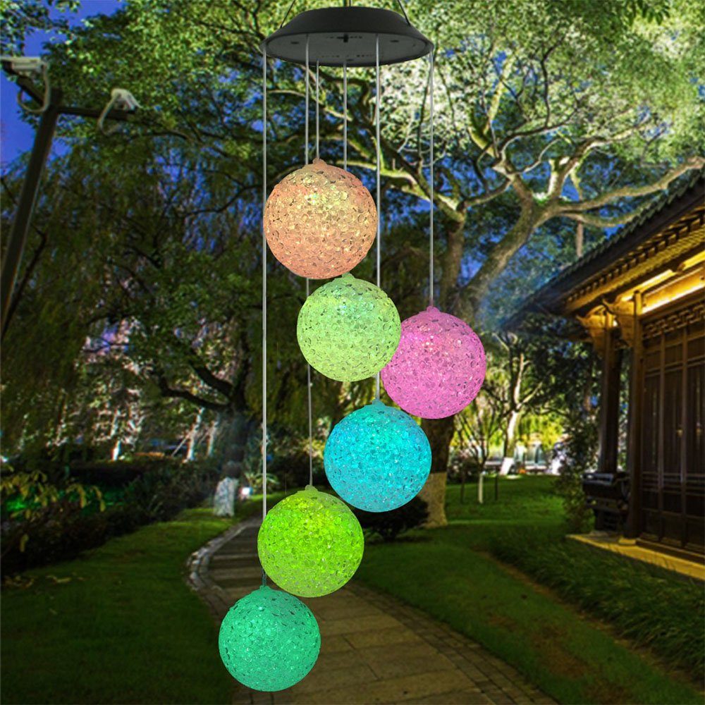 Dekoration mit Beleuchtung NEU Garten Gartenleuchte mit Windspiel und LED Solar 