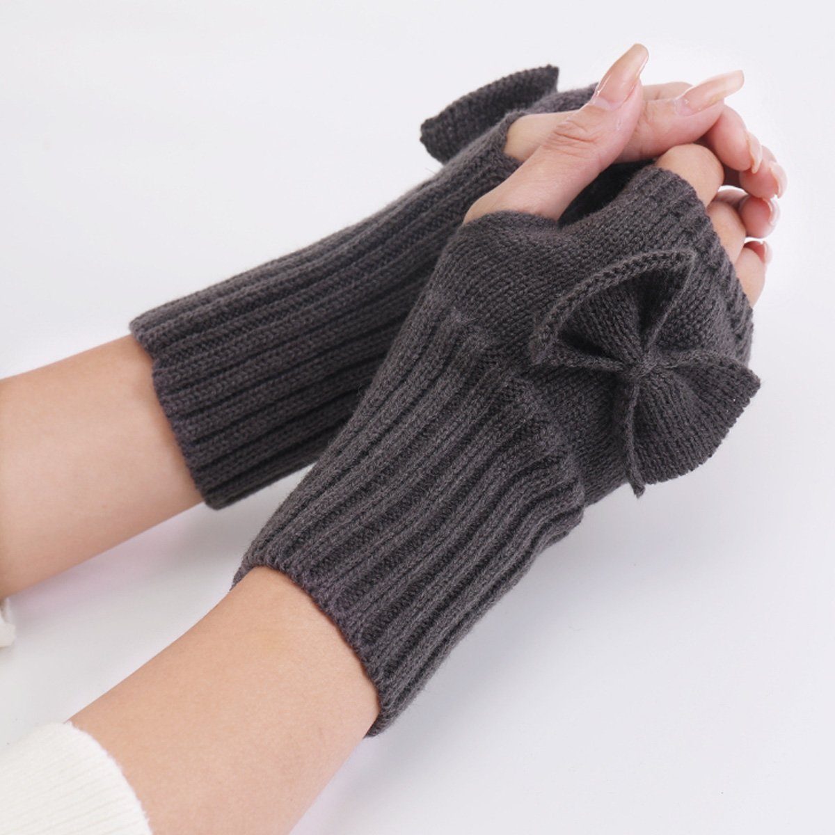 Winter Damen Winter Handschuhe Jormftte Dunkelgrau stulpen Strickhandschuhe Fingerlose Kurzer,für Strick