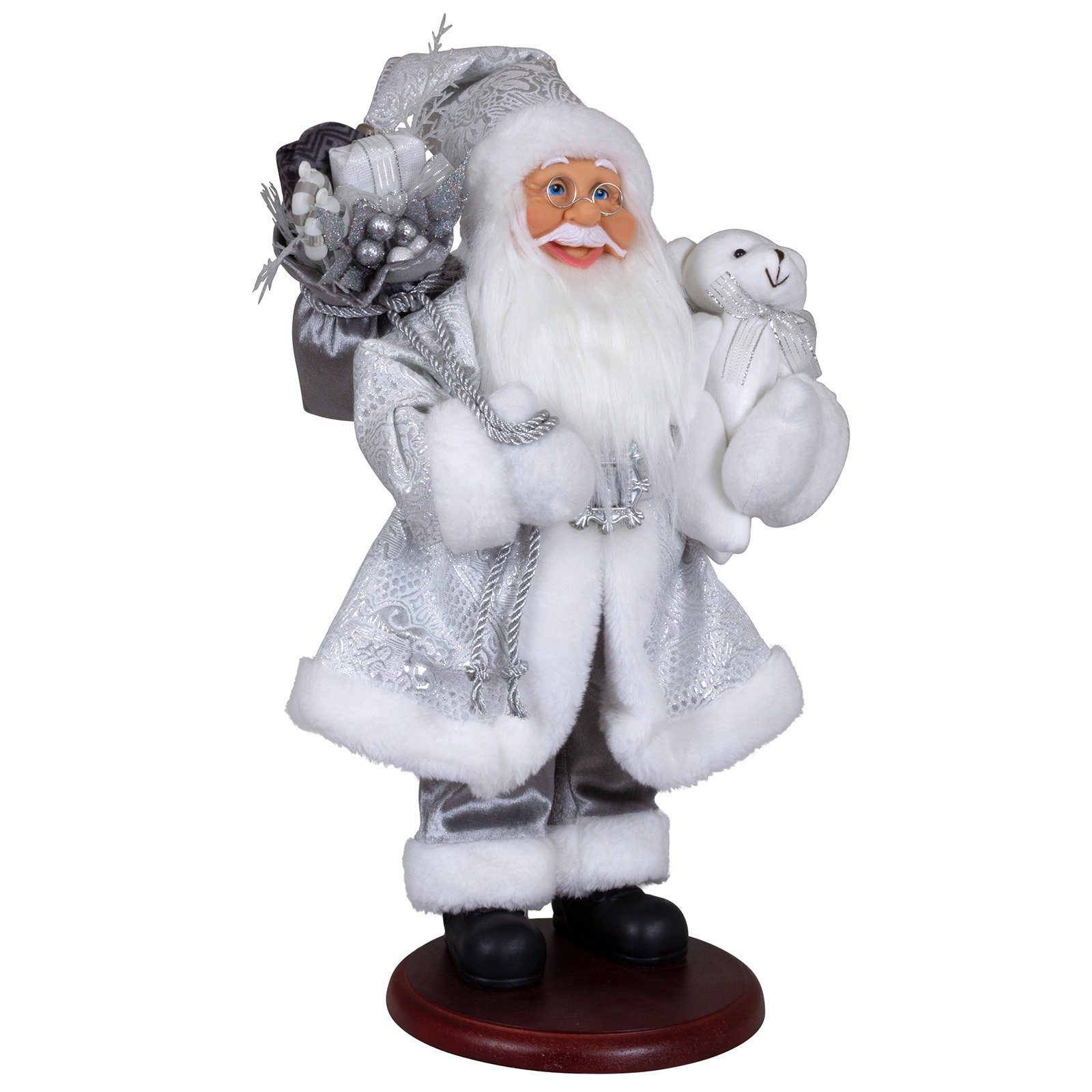 Christmas Paradise Weihnachtsmann Olaf 45cm auf Podest (Dekofigur silber, 1 St., Weihnachtsdeko), steht auf Podest