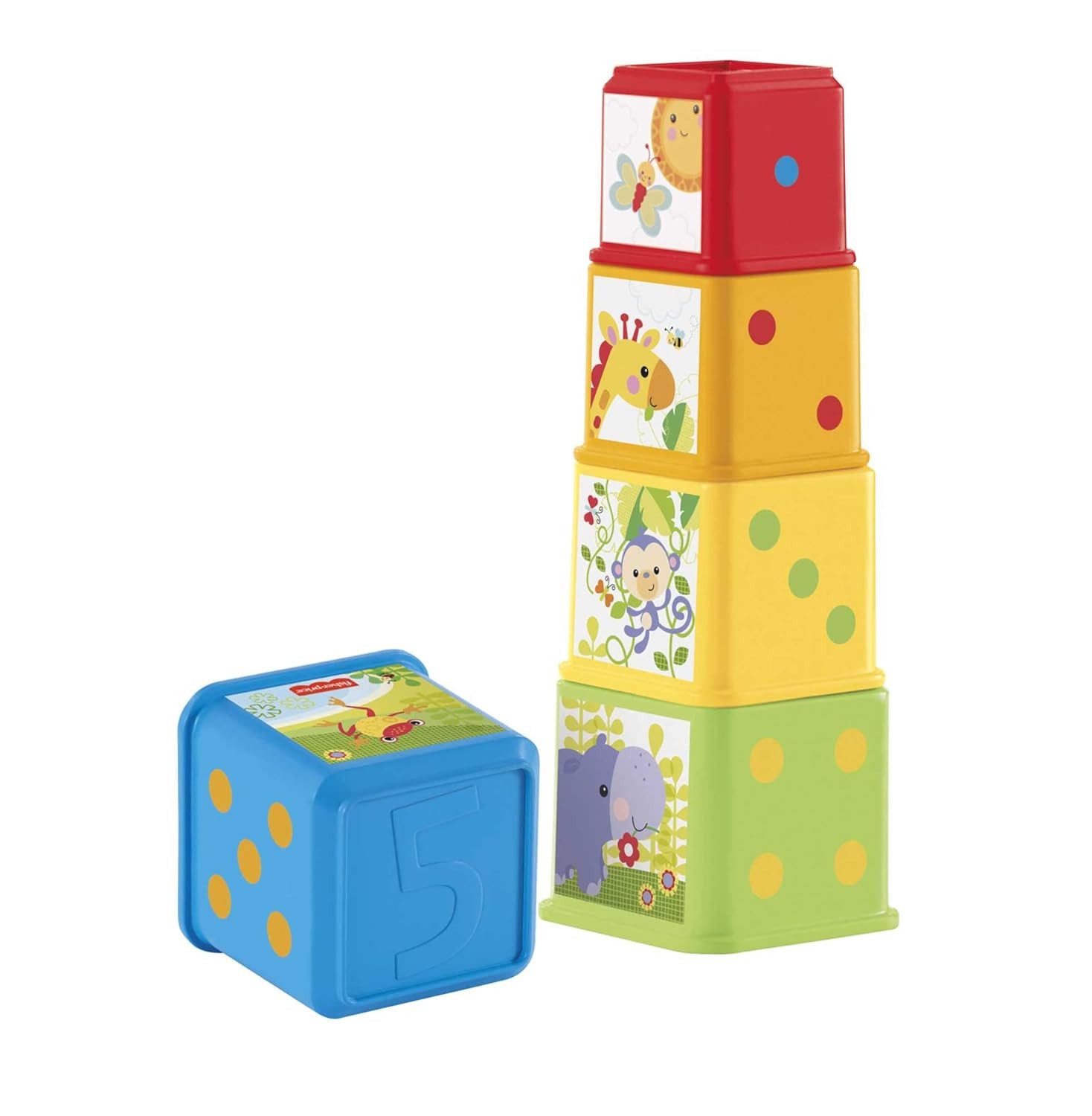 Fisher-Price® Lernspielzeug Fisher-Price Stack & Explore Blocks 5 Würfel m. Strukturen ab 6 Monate