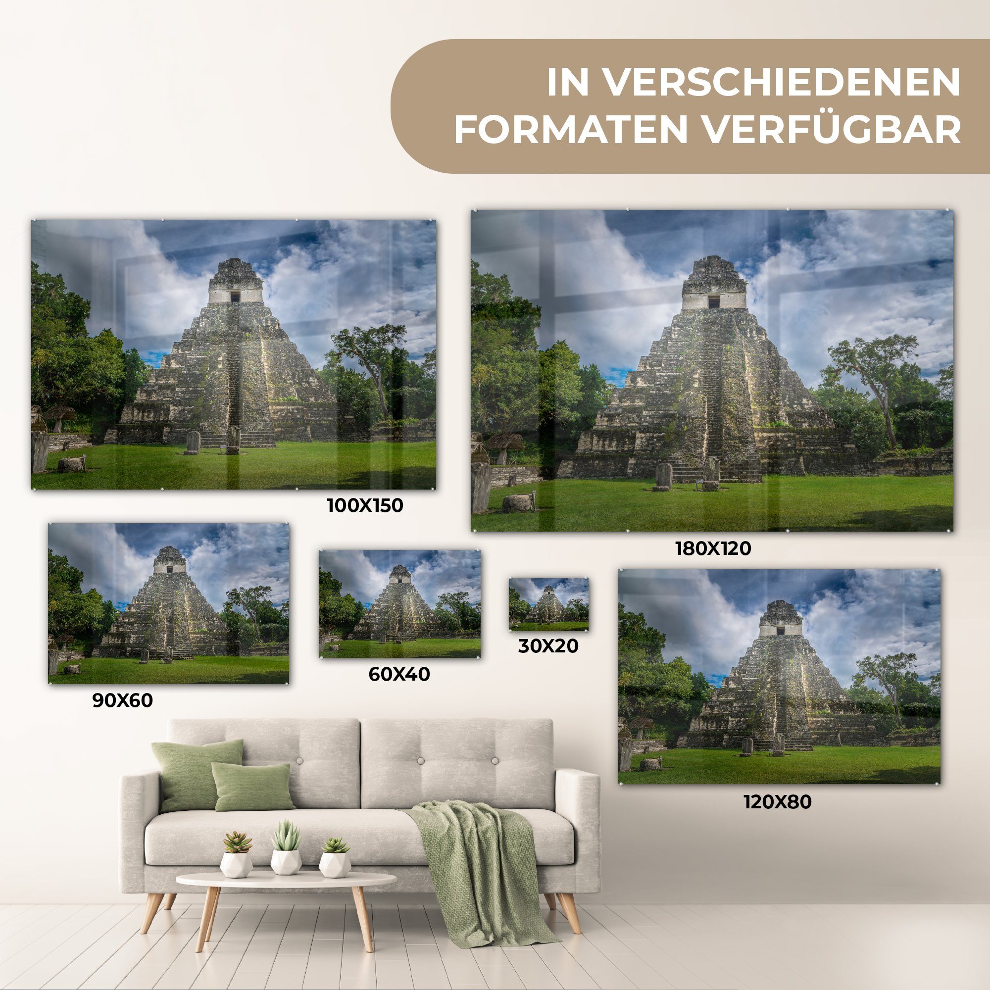 St), Acrylglasbild MuchoWow großen Guatemala, von Schlafzimmer der Acrylglasbilder Frontansicht Pyramide & Wohnzimmer Tikal (1 in