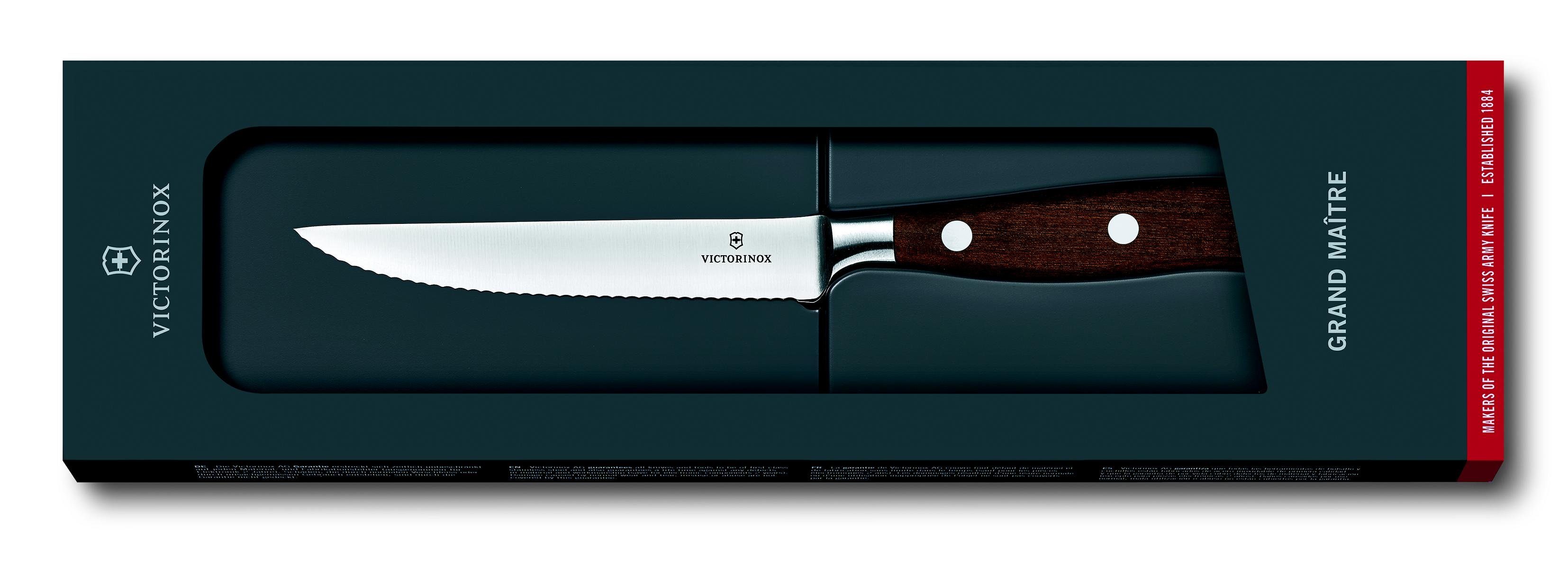 Maître Taschenmesser Grand 12cm, Wellenschliff, Geschenksch. Steakmesser, Wood, Victorinox
