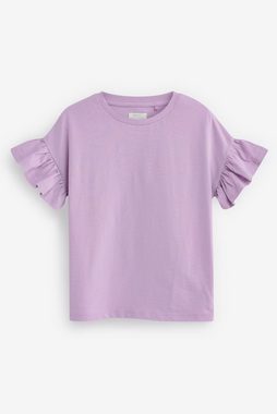 Next T-Shirt 5 x T-Shirts mit Rüschenärmeln und Einhorn (5-tlg)