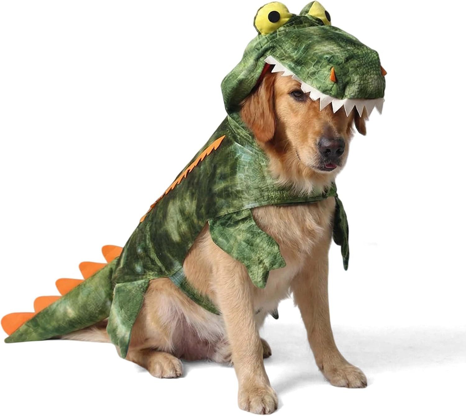 FELIXLEO Hundekostüm Großes Hundekostüm Krokodil Winter Warm Mantel (XL Grün)