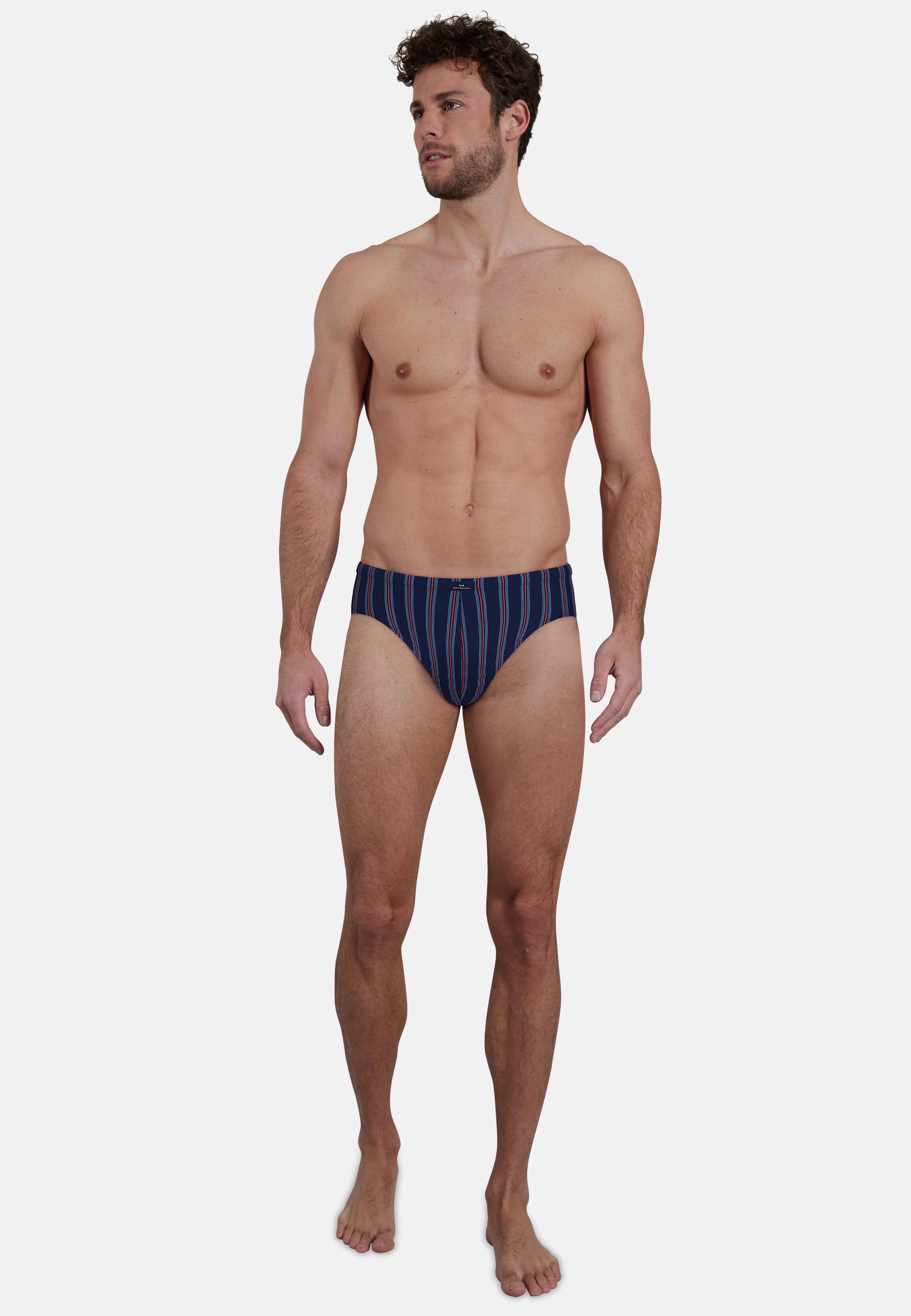 GÖTZBURG Slip Glasgow (2er Pack) gestreift, basic, eng, atmungsaktiv, mit Logo, Baumwollmix