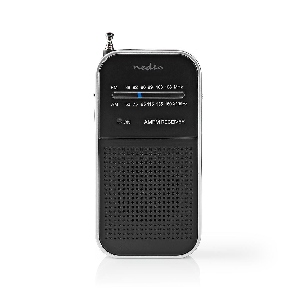 Nedis RDFM1110SI Radio (FM Radio, unterwegs und zuhause, taschenradio am fm, 3.5 mm, 2 aaa batterien)