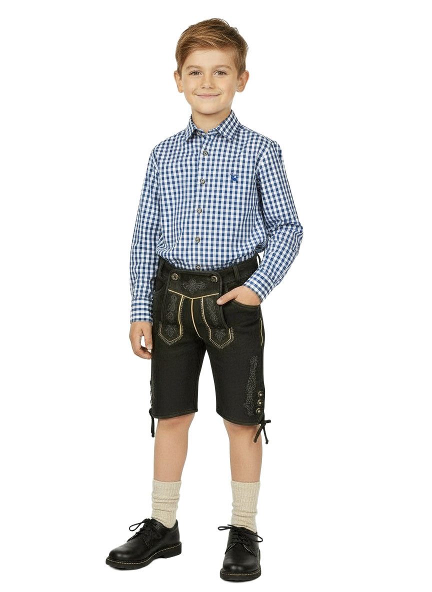 Moschen-Bayern Trachtenhemd Trachtenhemd Kinder Jungen Kinderhemd kariert Blau Baumwolle