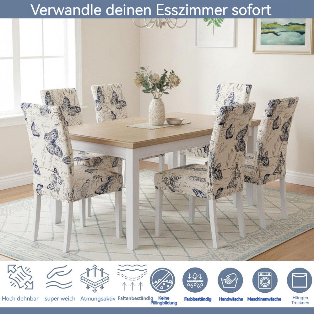Agger Stuhlhusse Stuhlhussen 4/6er Set Stretch Stuhlbezug, Modernes Muster Abnehmbarer, Waschbar Stuhl Hussen für Wohnzimmer, Esszimmerstühle – Bild 2 von 5