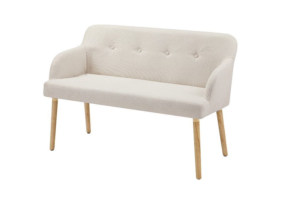 riess-ambiente Polsterbank SCANDINAVIA MEISTERSTÜCK 115cm beige/natur - Massivholz, mit Armlehne (Einzelartikel, 1-St), Nordische Sitzbank - ideal für Esstisch, Küche oder Wohnbereich