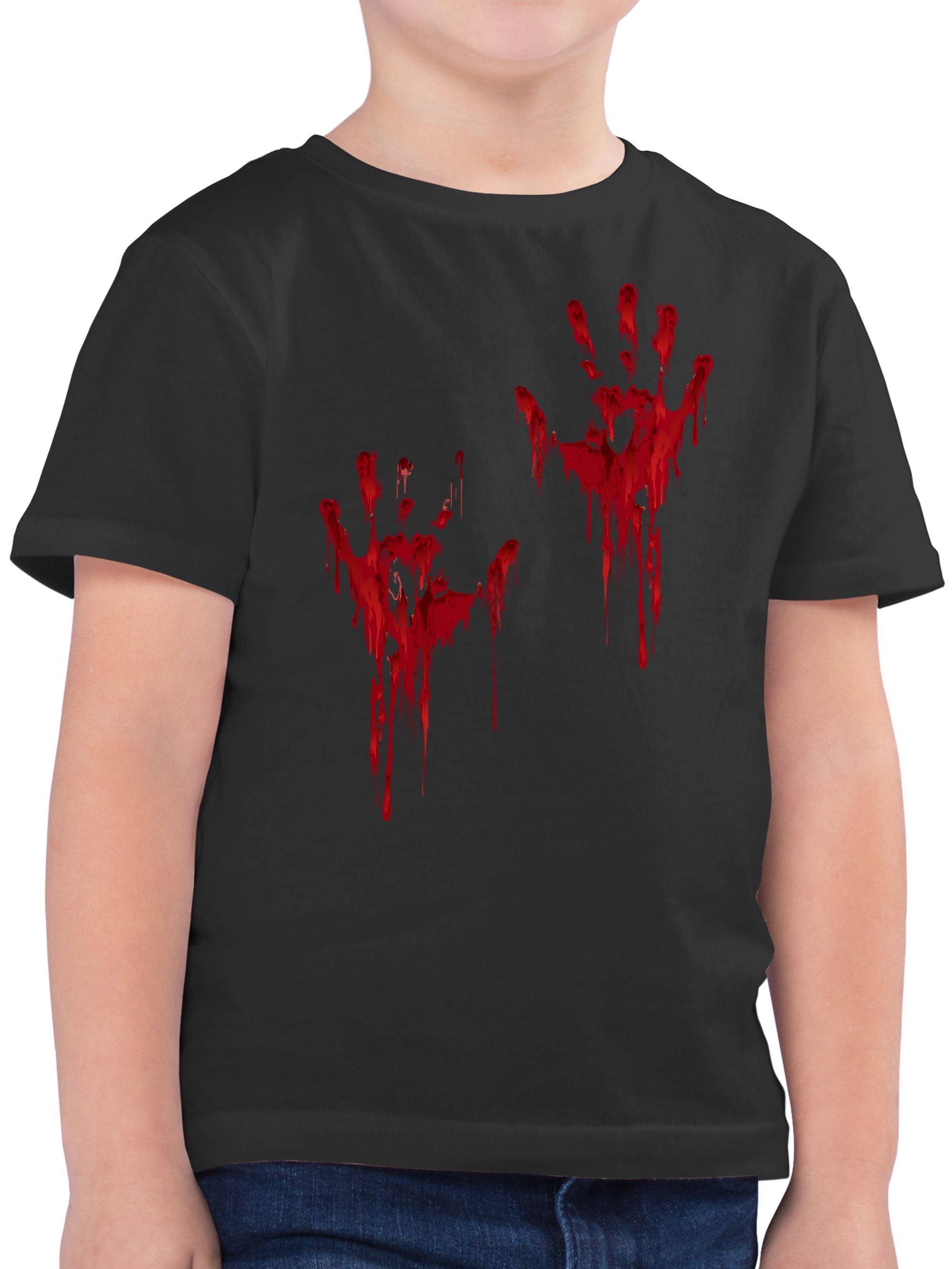 T-Shirt Blutige Hände Blut Handabdruck Blutverschmiert Blutiges Blutspritzer H