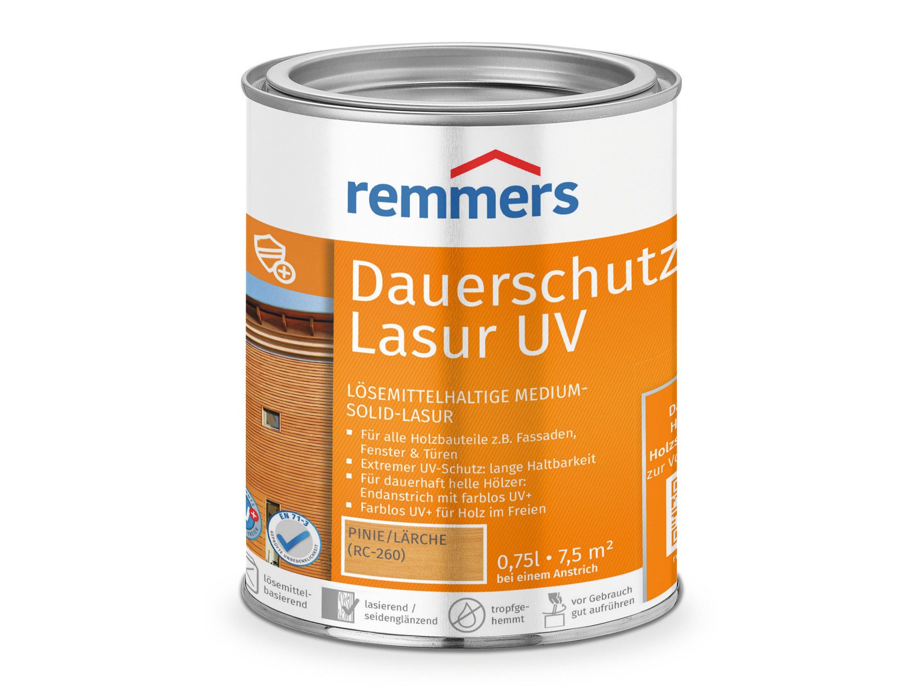 Remmers Holzschutzlasur Dauerschutz-Lasur UV ebenholz 0,75 Liter, farblos UV+, blockfest, wetterbeständig