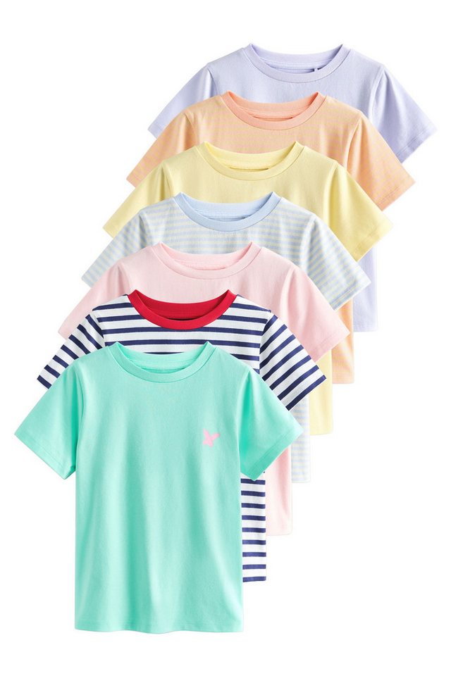 Next T-Shirt Einfarbige T-Shirts in Pastelltönen, 7er-Pack (7-tlg)