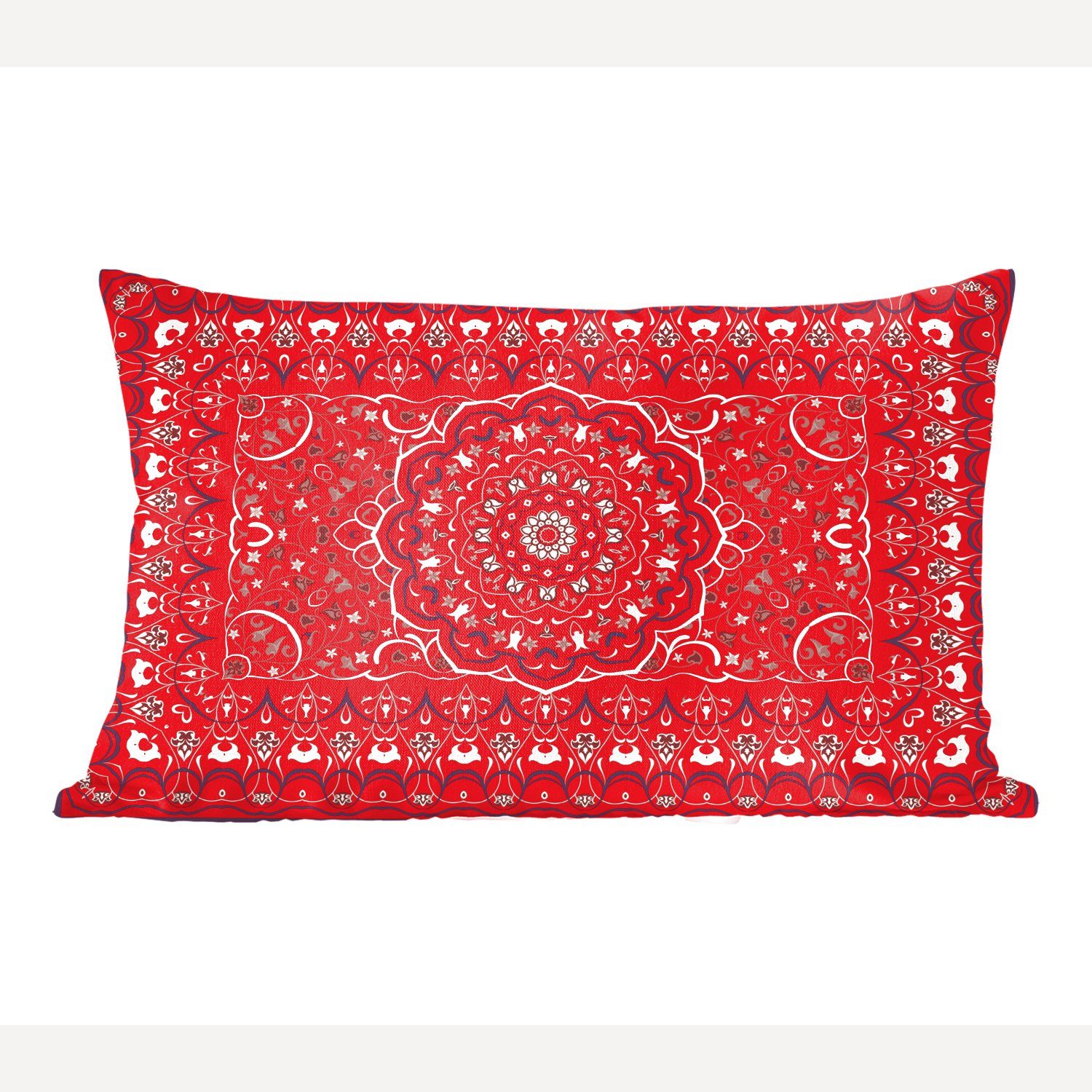 MuchoWow Wohzimmer Füllung, Dekoration, mit Teppiche - Persische - Schlafzimmer Teppiche Zierkissen, Dekokissen - Mandala Rot, Dekokissen