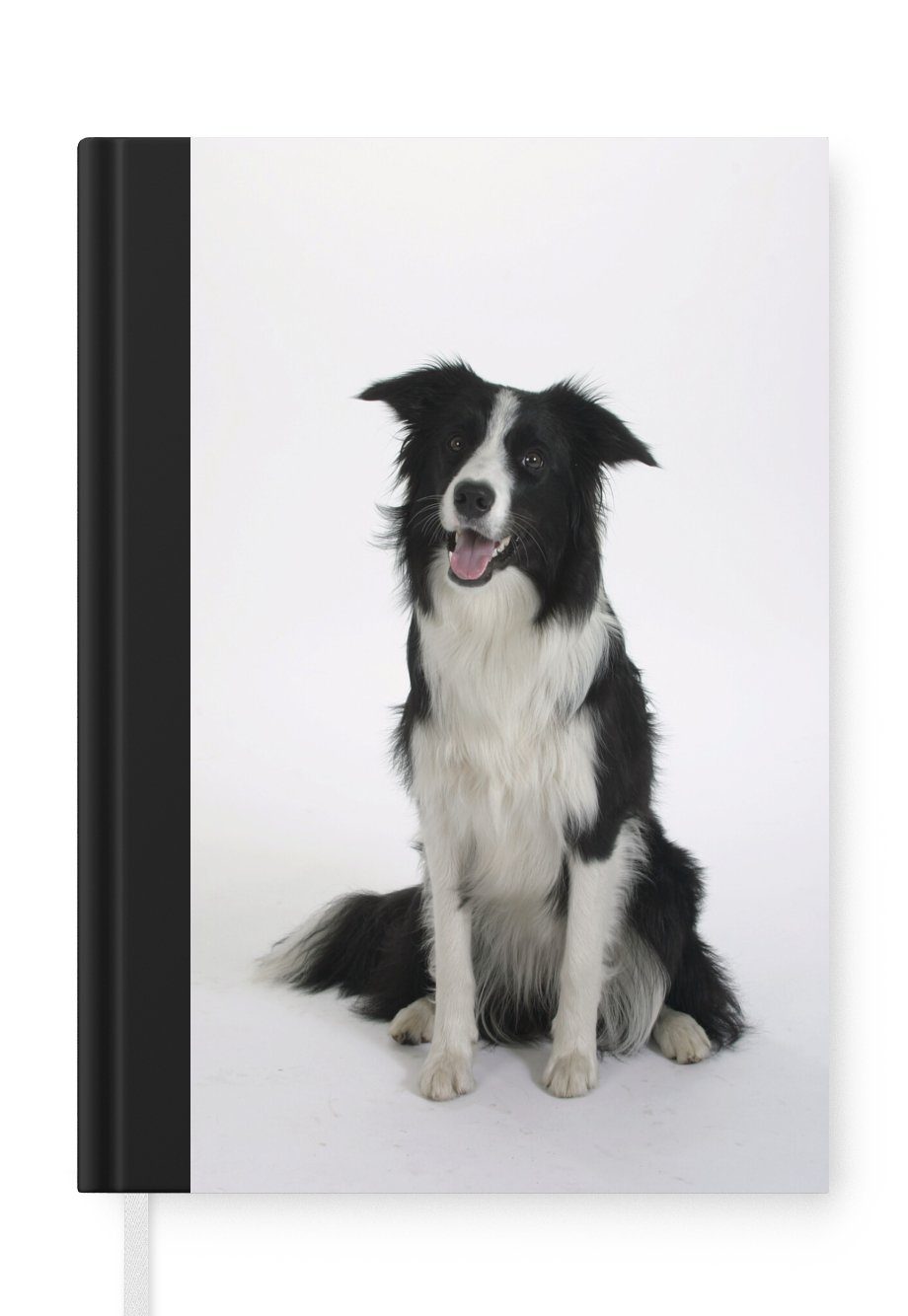 MuchoWow Notizbuch Porträt eines wohlerzogenen Border Collie im Sitzen, Notebook, Notizblock a5, Tagebuch, Journal Liniert