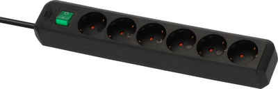 Brennenstuhl Eco-Line Steckdosenleiste 6-fach (Kabellänge 1,5 m), mit erhöhtem Berührungsschutz und Schalter