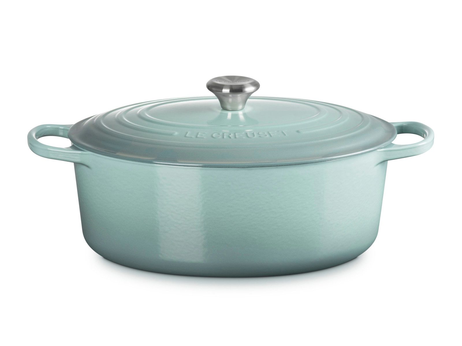 LE CREUSET Кастрюли жаровни Кастрюли жаровни Signature oval sea salt 33cm, Emailliertes Gusseisen
