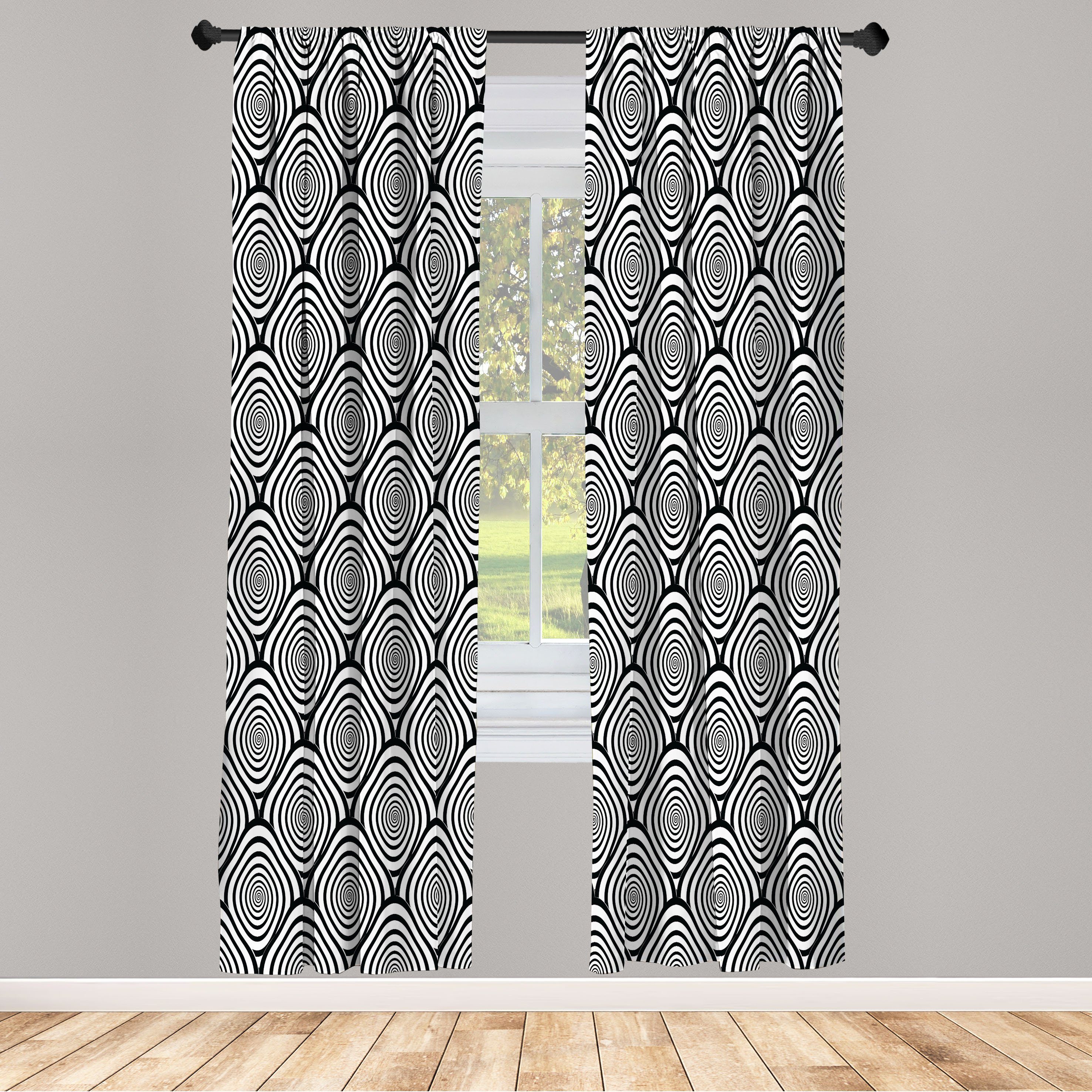Gardine Vorhang für Wohnzimmer Schlafzimmer Dekor, Abakuhaus, Microfaser, Abstrakt Fisch-Skala-Strudel