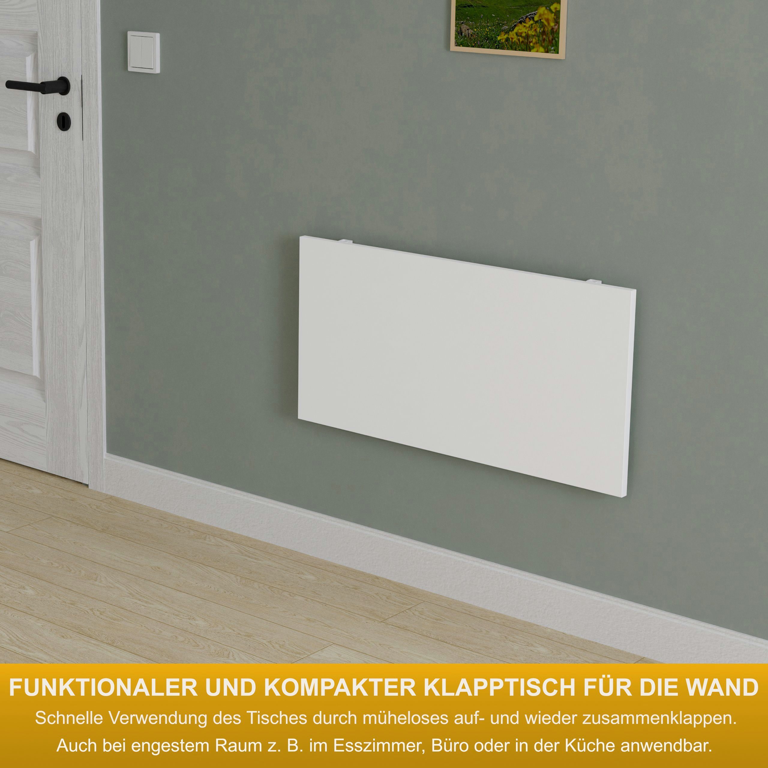 KDR Produktgestaltung Wand Klapptisch Weiß Tisch, Esstisch 80x40 Wandklapptisch Schreibtisch Küchentisch