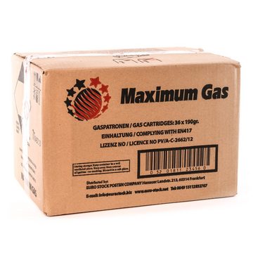 MaXimum Camping-Gas 20 x 190gr Butangaskartusche: Sicher, Zertifiziert & Ideal für Outdoor, Stechkartusche mit Leckbegrenzer