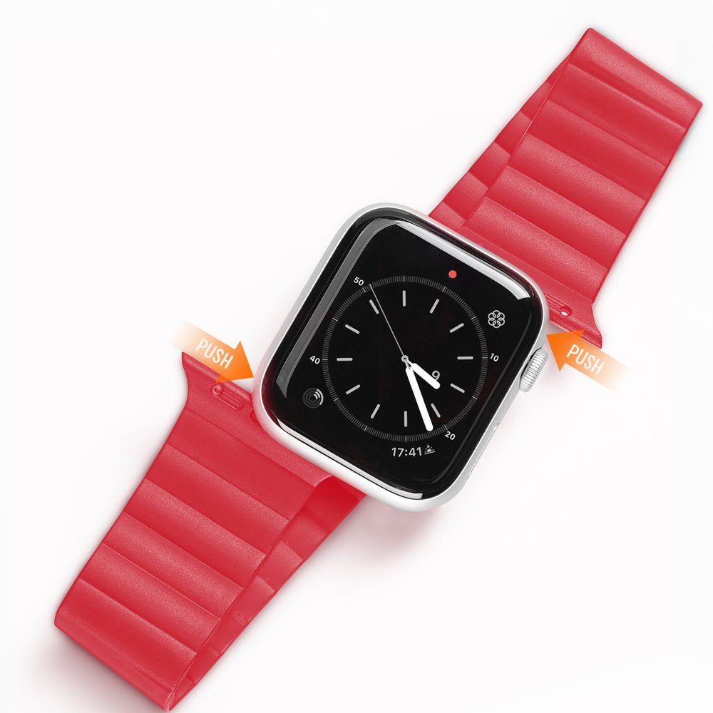Dux Ducis Smartwatch-Armband Magnetband Uhrenarmband kompatibel mit Apple Watch 7/6/5/4/3/2 / SE (41 x 40 x 38 mm) Rot