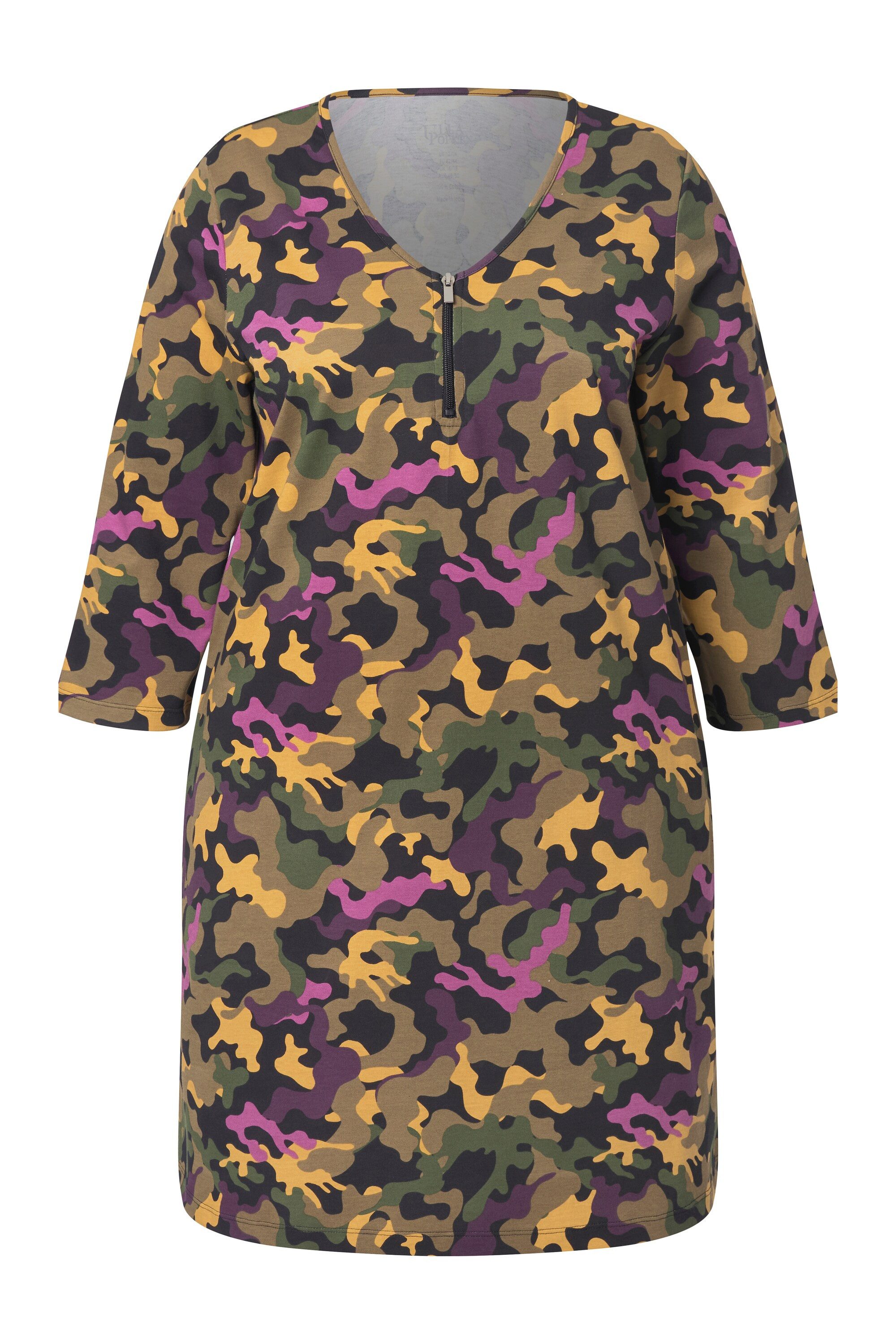 Ulla Popken Longshirt Longshirt Zipper A-Linie V-Ausschnitt 3/4-Arm günstig online kaufen