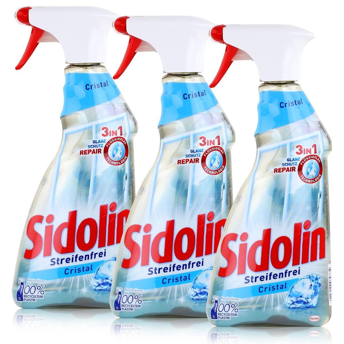 Sidolin Streifenfrei Cristal 500ml - Glasreiniger, Fensterreiniger (3e Glasreiniger
