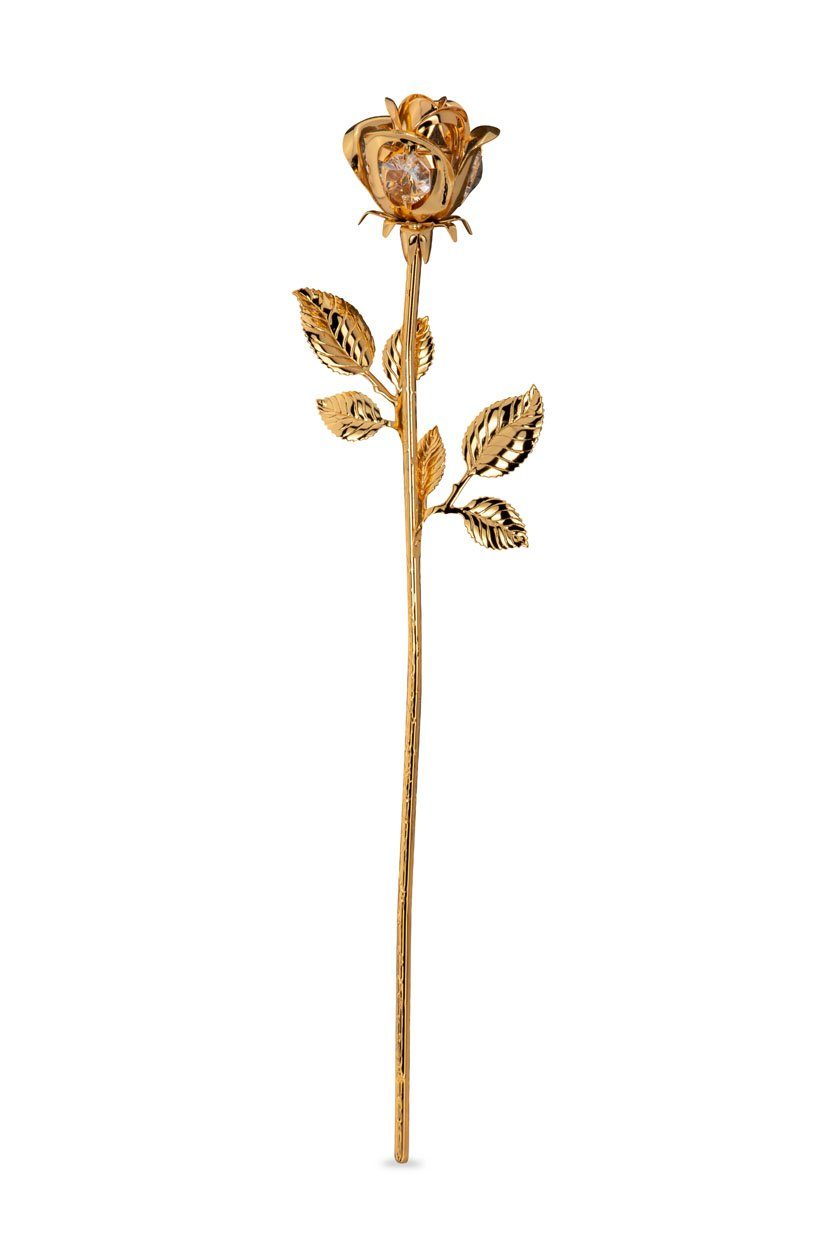 Brillibrum versilbert Kunstblume Dekoblume, Metall Gold Kristalle Swarovski Rose