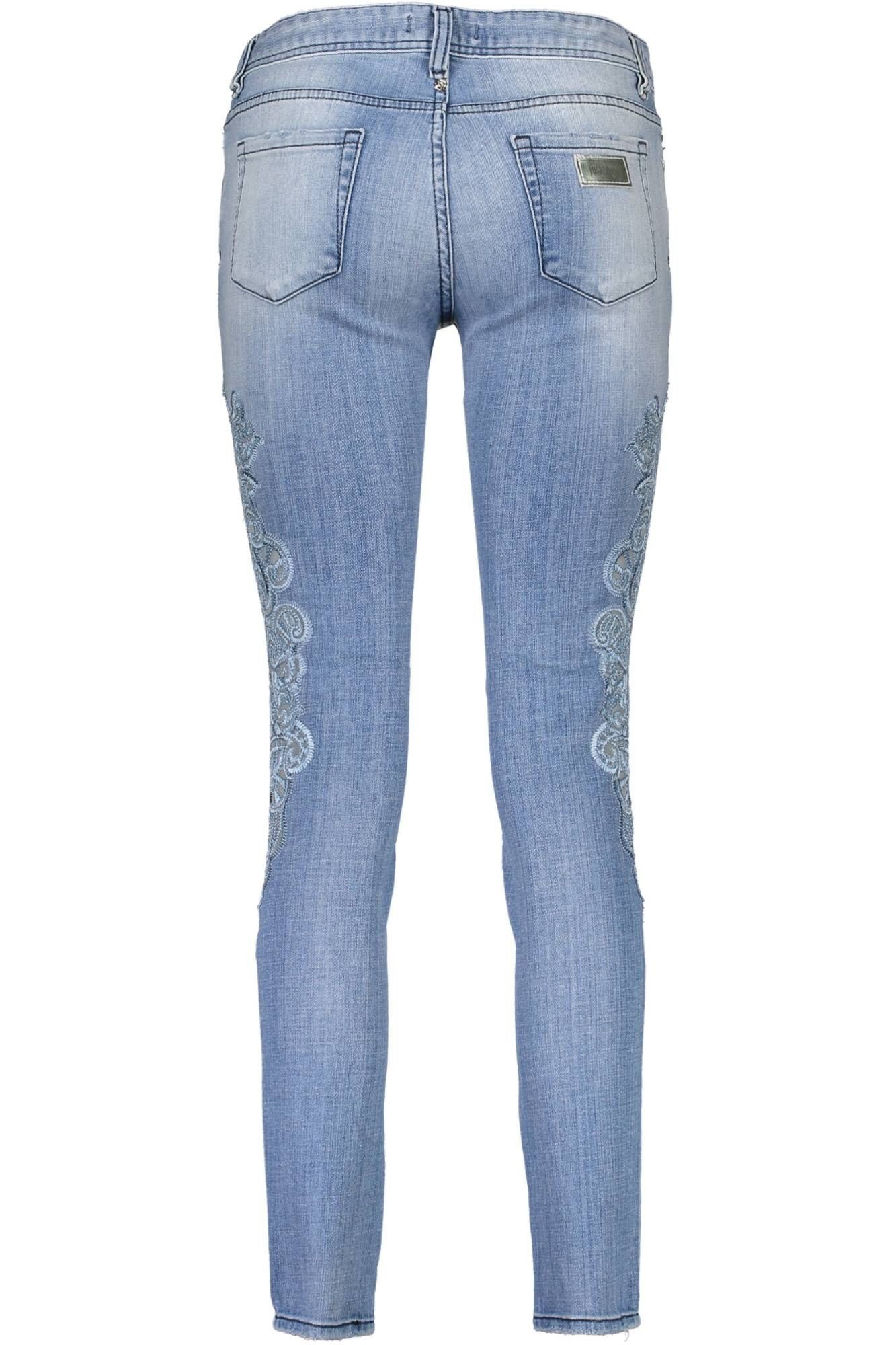 Just Cavalli 5-Pocket-Jeans Damen Denim Jeans Blau mit Stickereien und Kontrastdetails