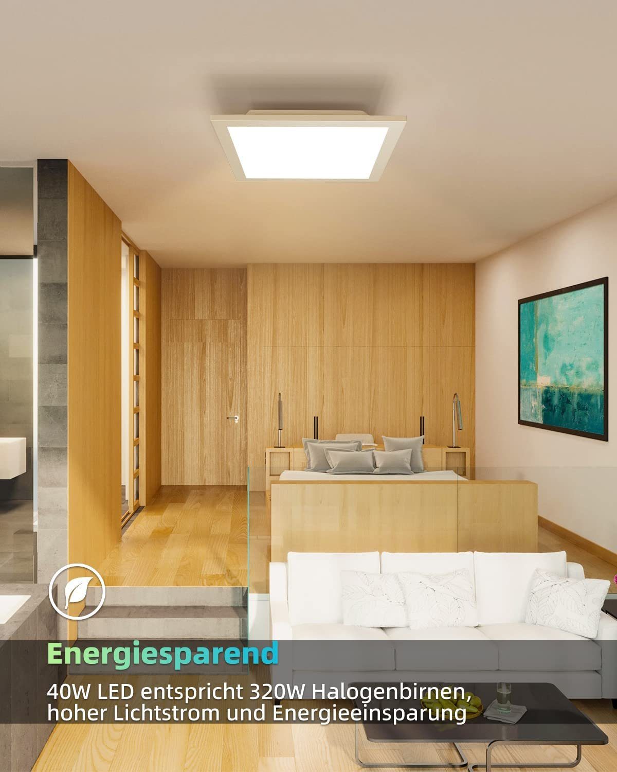 Nettlife LED Panel Deckenleuchte Wohnzimmer 60*60CM 40W flach 3000K, LED fe günstig online kaufen