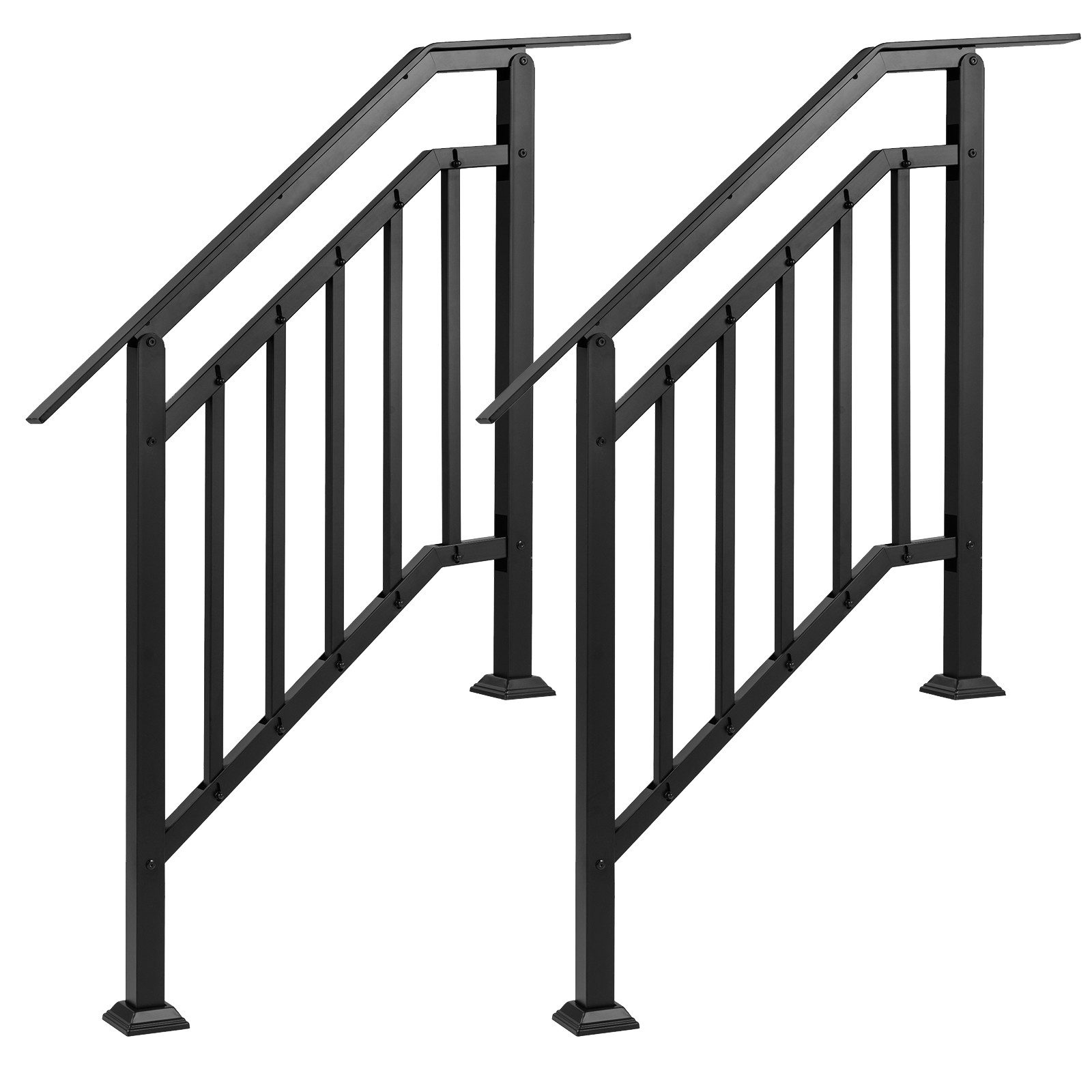COSTWAY Treppengeländer, 96 cm Länge, 133 cm Höhe, 2-tlg., Handlauf winkelverstellbar mit horizontaler Stange