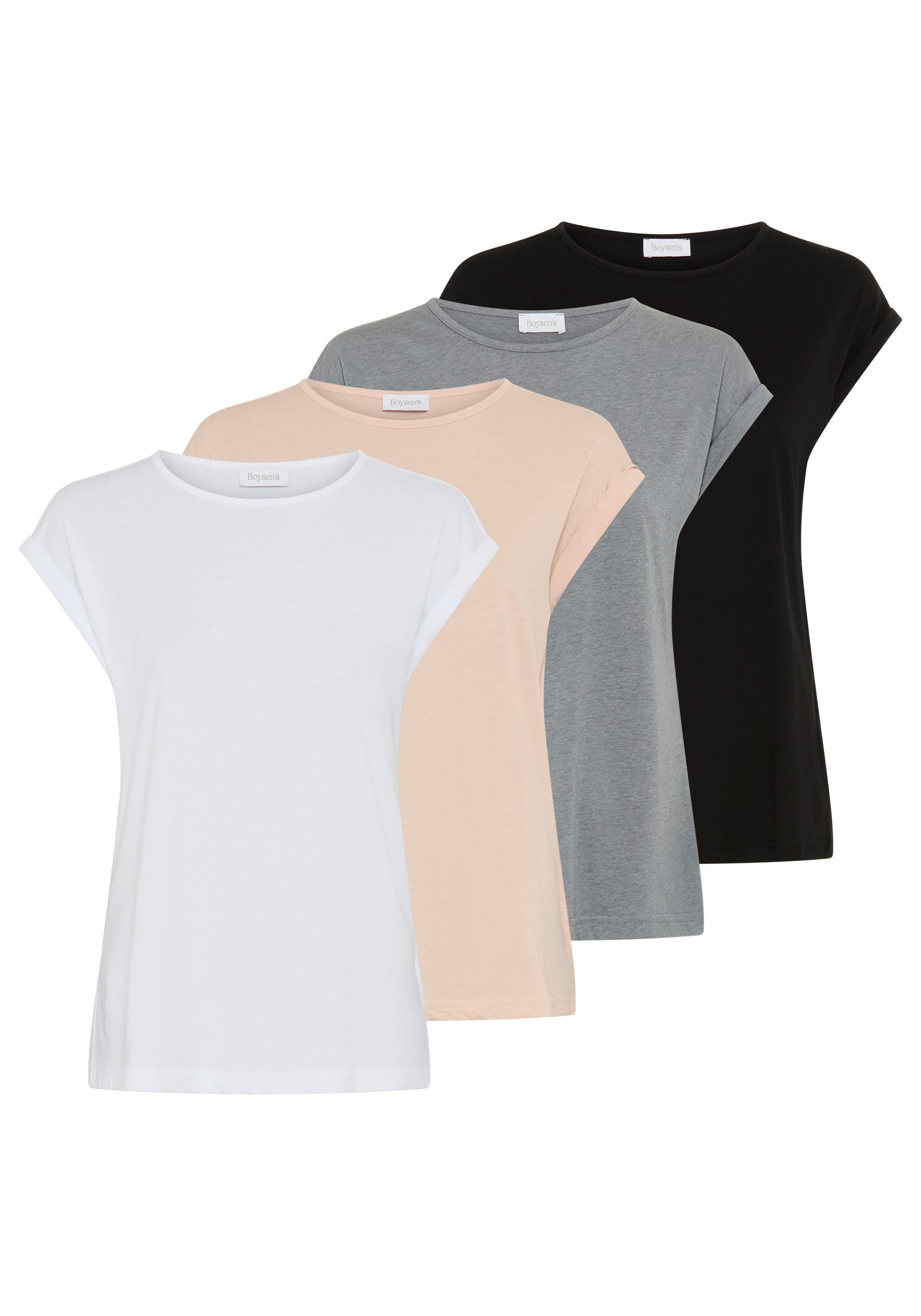 Boysen's T-Shirt (Packung) figurumspielende Passform, Rundhalsausschnitt