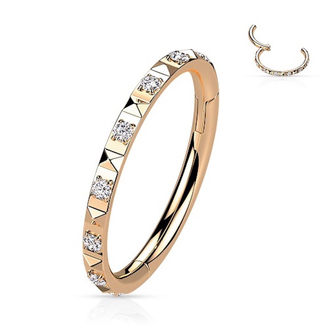 Taffstyle Nasenpiercing Septum Piercing Ring Segmentring Clicker Scharnier Kristalle Pave, Nasenpiercing Nasenring Ohrpiercing Ohr Nase Tragus Helix Brust Intim