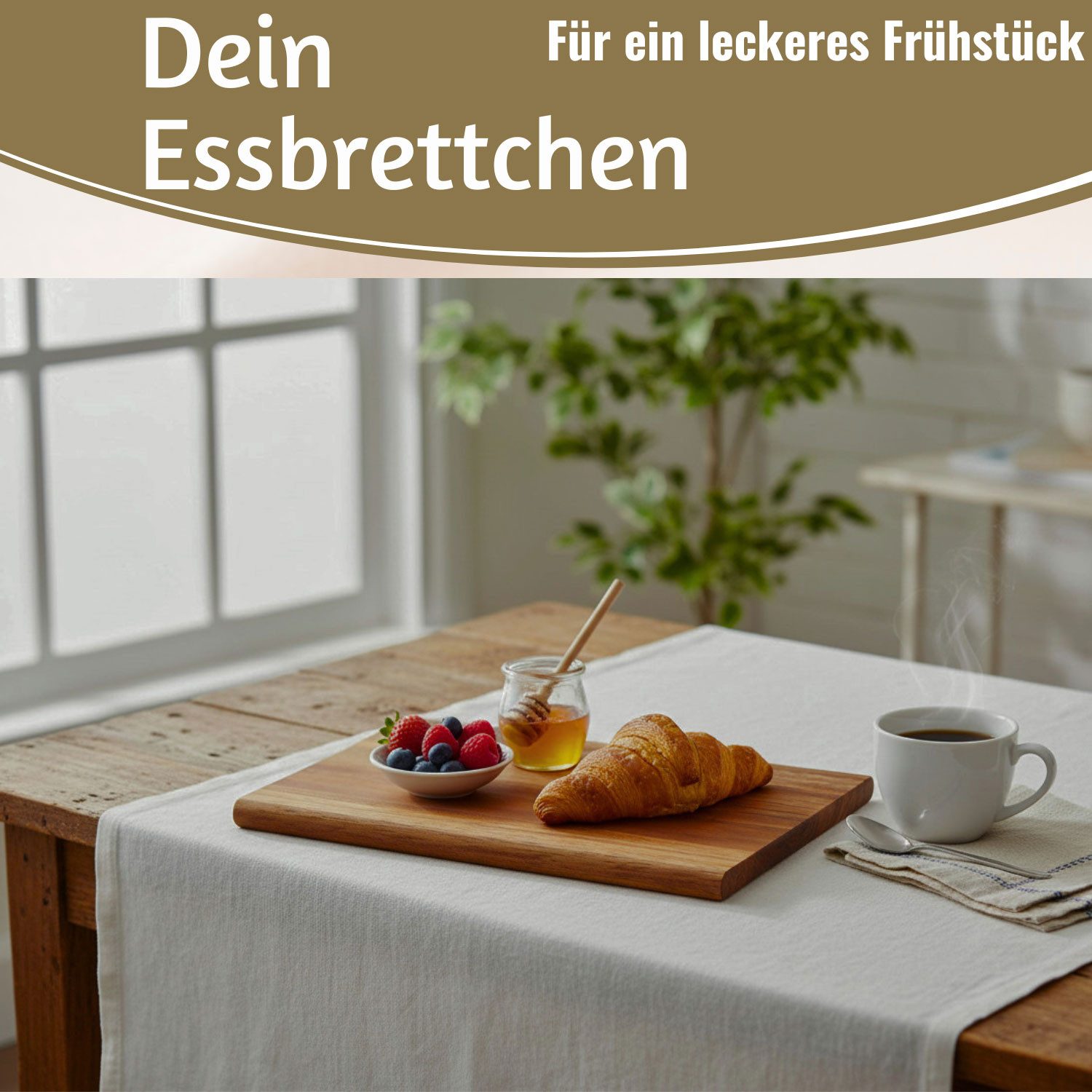 LS-LebenStil Frühstücksbrett Holz Essbrettchen 23x15cm Akazie Frühstücksbrettchen Küchenbrett, Holz, (Essbrett Vesperbrett Schneidbrett Schneidebrett Servierbre – Bild 5 von 5