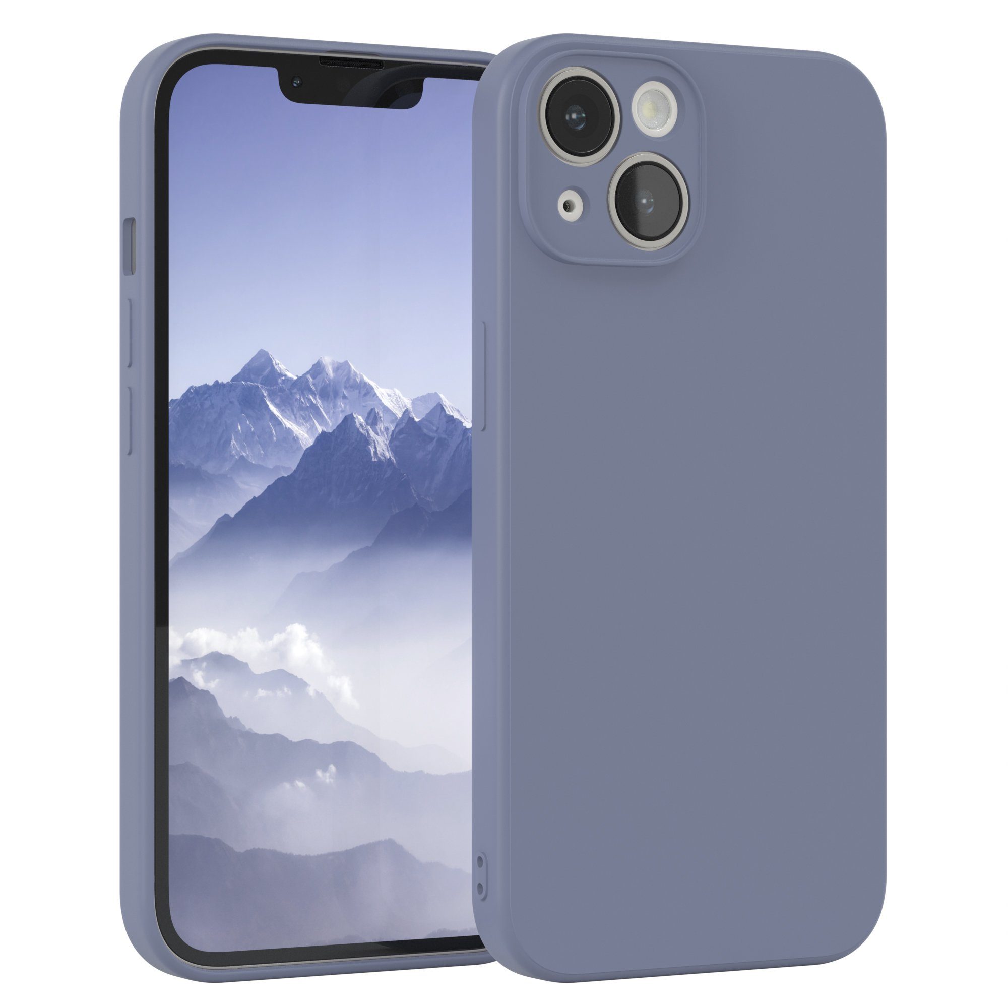 EAZY CASE Handyhülle TPU Hülle für Apple iPhone 14 6,1 Zoll, Silikon Schutzhülle mit Kameraschutz Matt Back Cover Soft Eis Blau