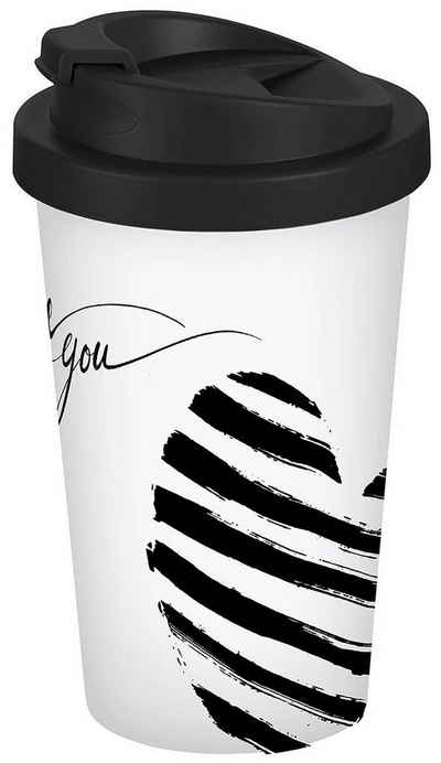Geda Labels GmbH Coffee-to-go-Becher Love You, PP, Weiß, 400 ml, doppelwandig, auslaufsicher