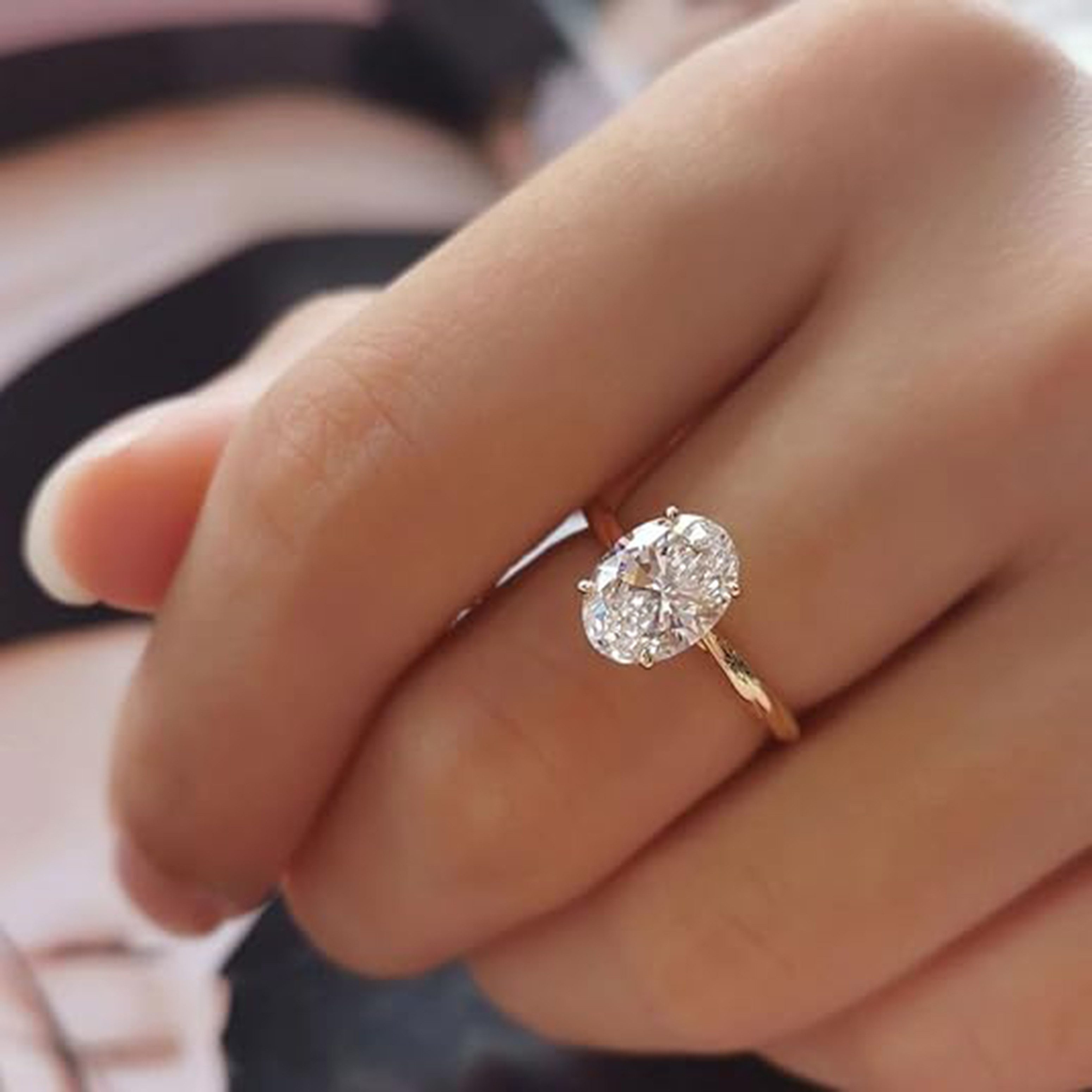 Jumpeak Verlobungsring 585er Gold, 3ct Diamant im Ovalschliff, Diamantring für Damen, D,vs1,2EX,IGI Zertifikat,Damenring,Geschenk zum Jahrestag