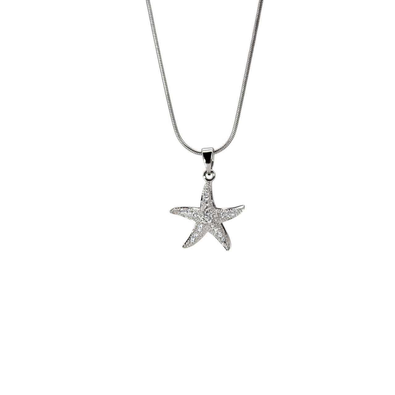 ELLAWIL Kette mit Anhänger Halskette Edelstahlkette Schlangenkette mit Seestern & Perlen-Anhänger (Kettenlänge 40 cm, verlängerbar um 5 cm, Edelstahl), inklusive Geschenkschachtel