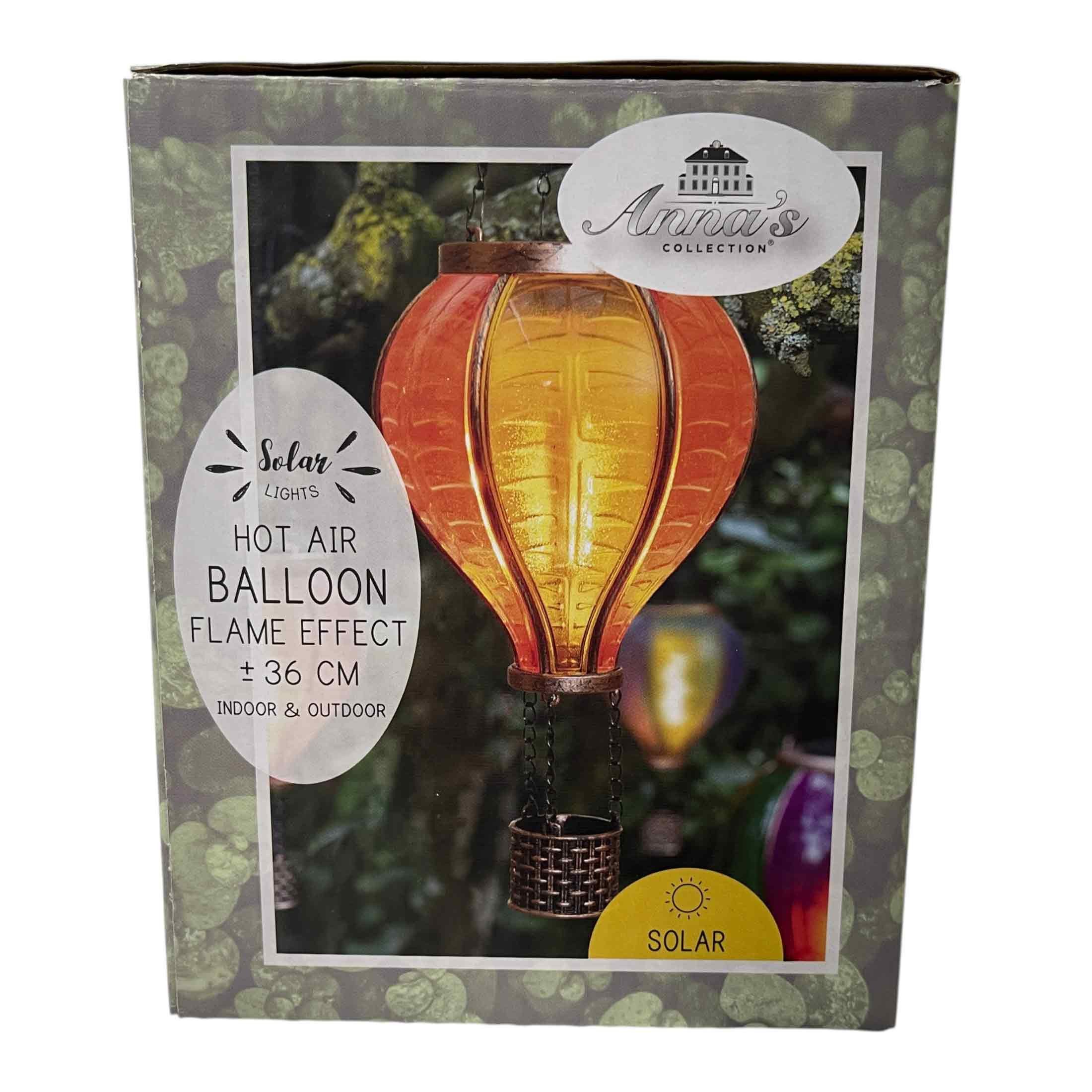 Coen Bakker LED Solarleuchte Hot Air Balloon, LED, amberfarben, Hängeleuchte Heißluftballon gelb-orange 12 LED 11x20cm