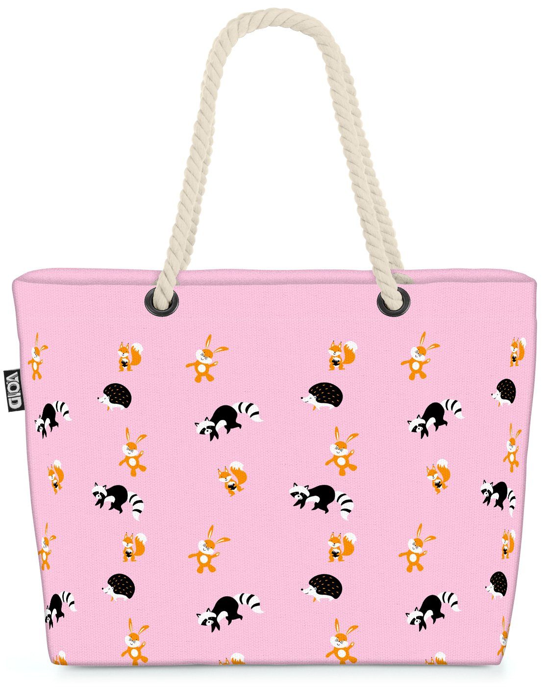 VOID Strandtasche (1-tlg), Hase Igel Waschbär Beach Bag Kinder Kinderzimmer Tiere Muster Ostern