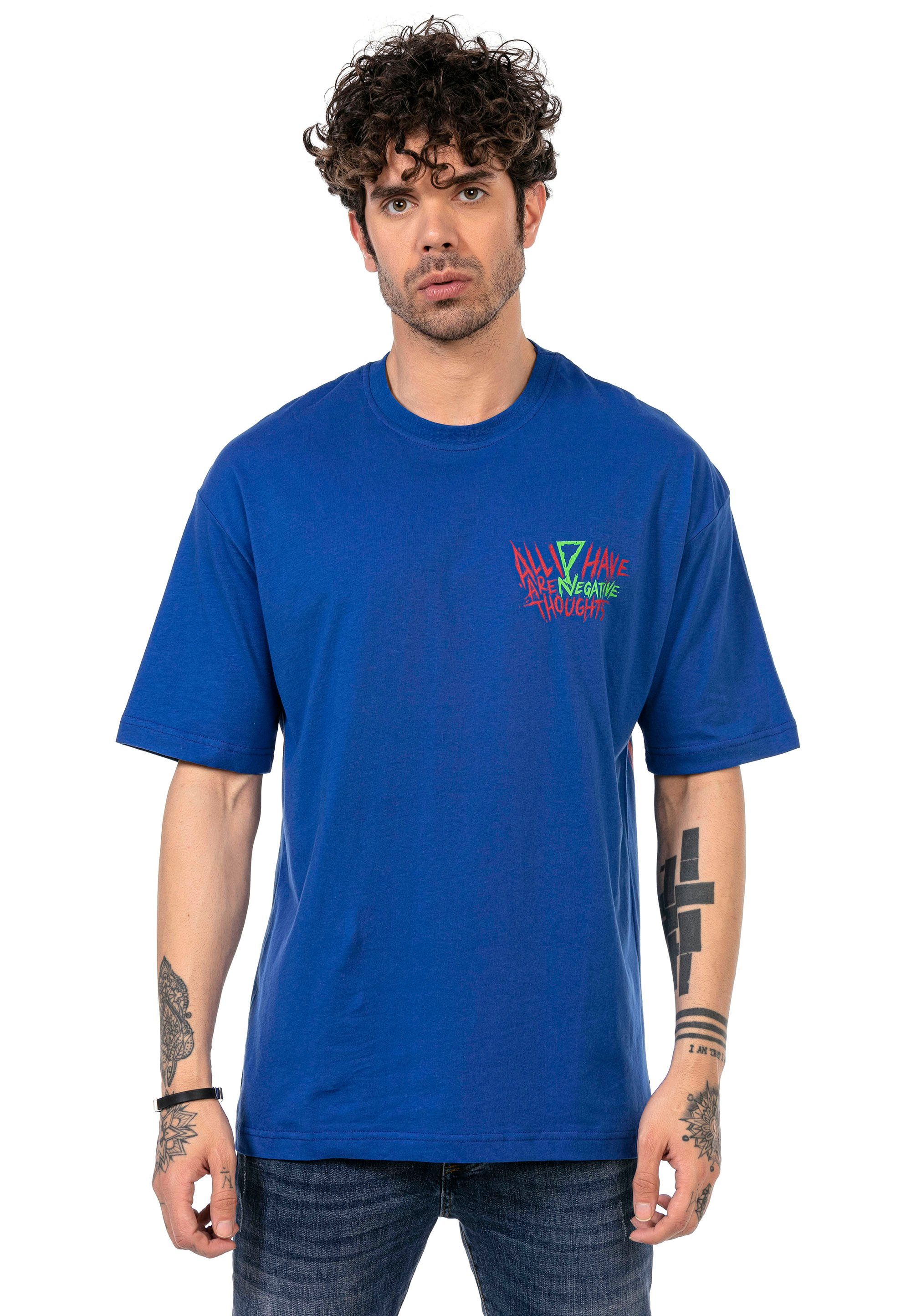 T-Shirt blau Keynes großem RedBridge Joker-Motiv mit Milton