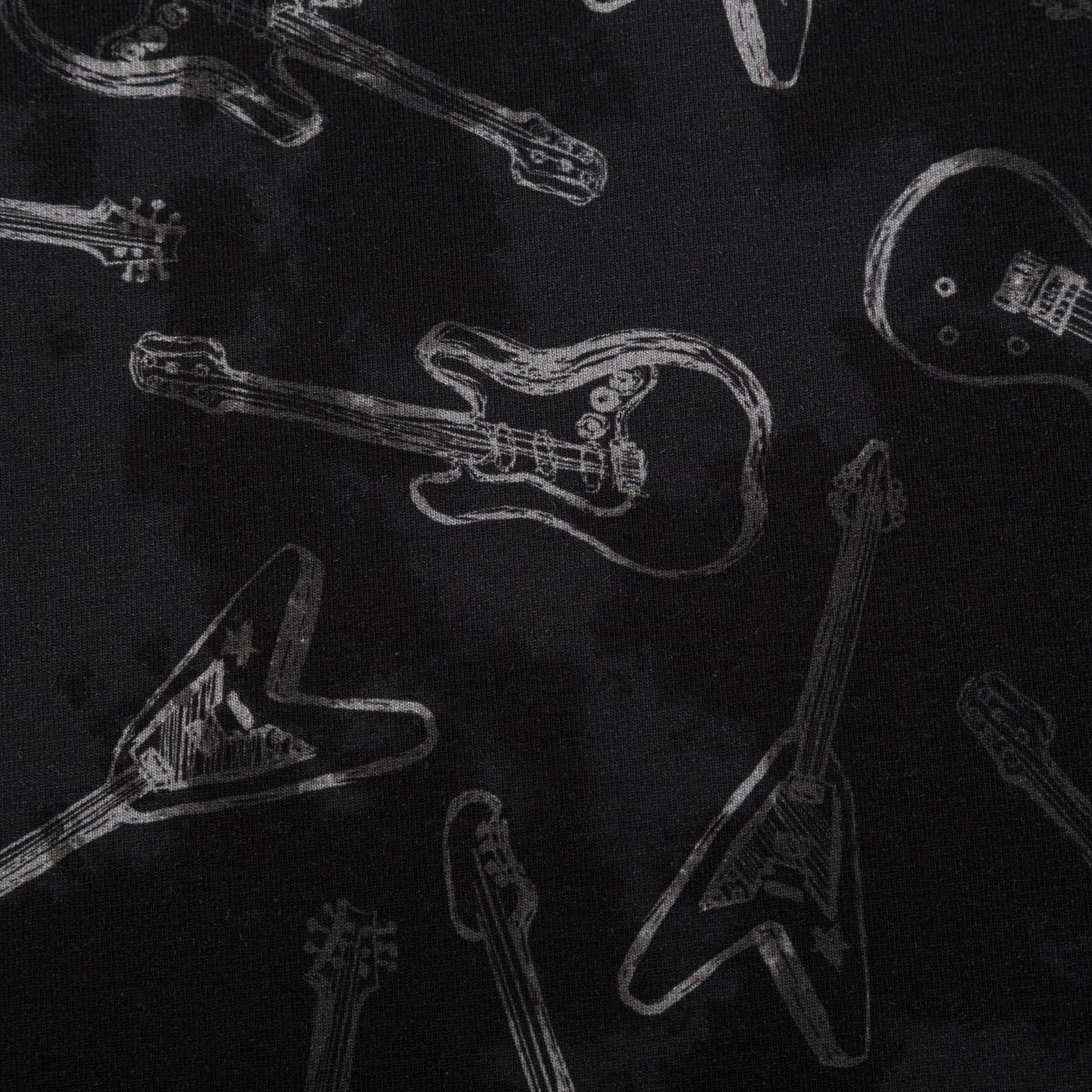 SCHÖNER LEBEN. Stoff Jersey Stoff Digitaldruck ELECTRIC GUITARS Gitarren schwarz 1,4m Br., allergikergeeignet