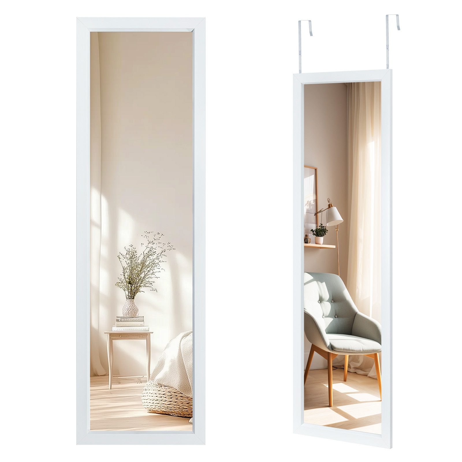 Youyijia Ganzkörperspiegel 110x33cm Ganzkörperspiegel mit 2 Haken & Höhenverstellung