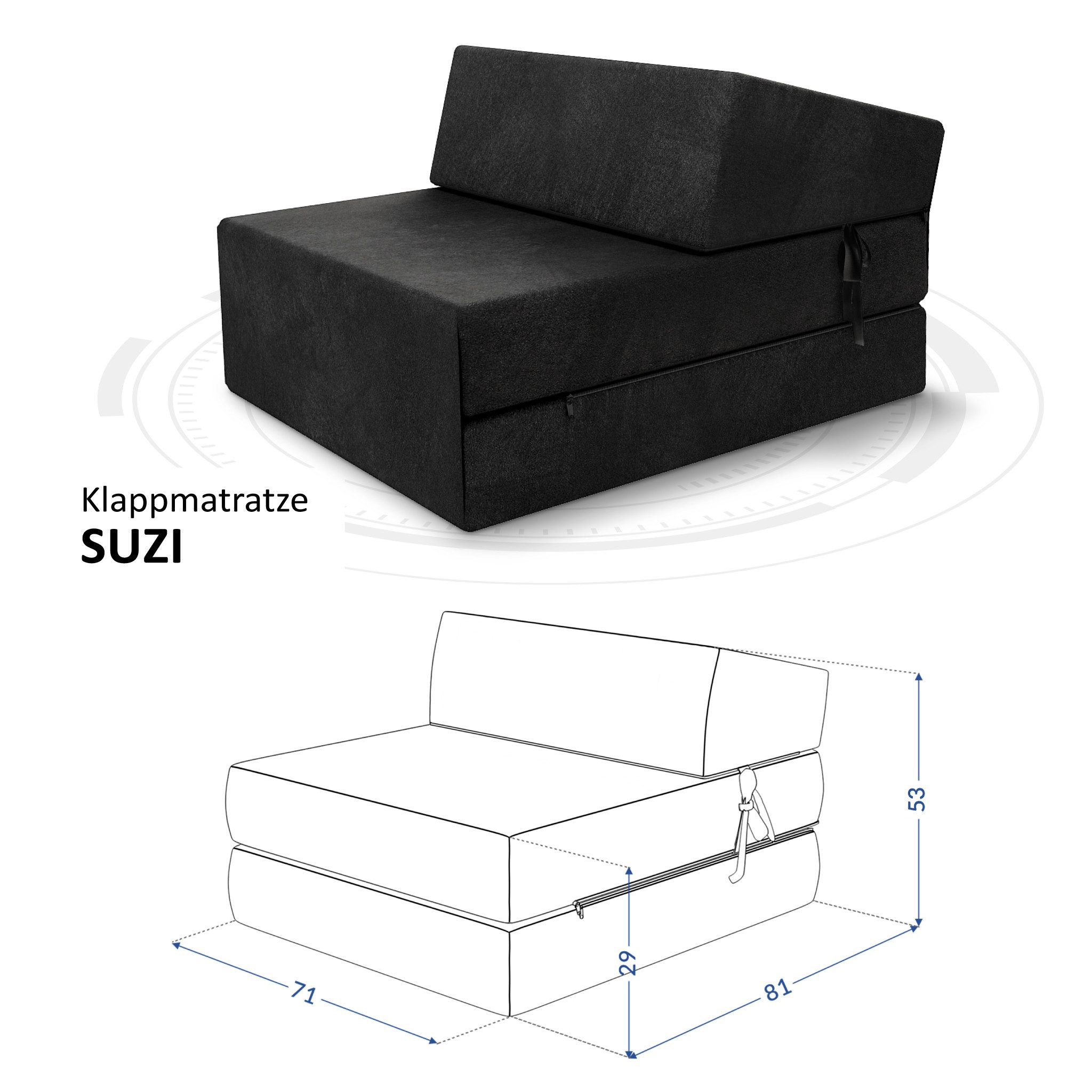 Klappmatratze Suzi, FDM, 14 cm hoch, (1)