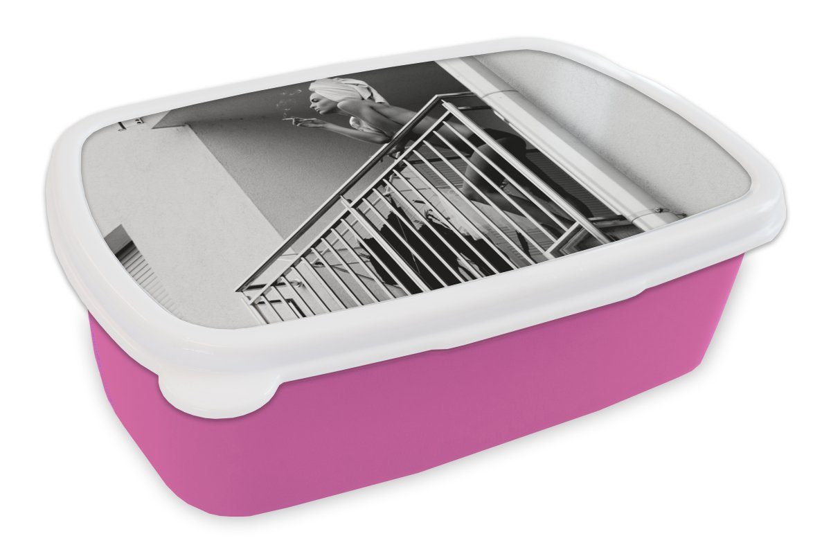 Mädchen, Brotbox rosa - - Zigaretten Erwachsene, Kunststoff für Balkon Snackbox, MuchoWow Kunststoff, Rauchen (2-tlg), Frau, Kinder, Brotdose - Lunchbox