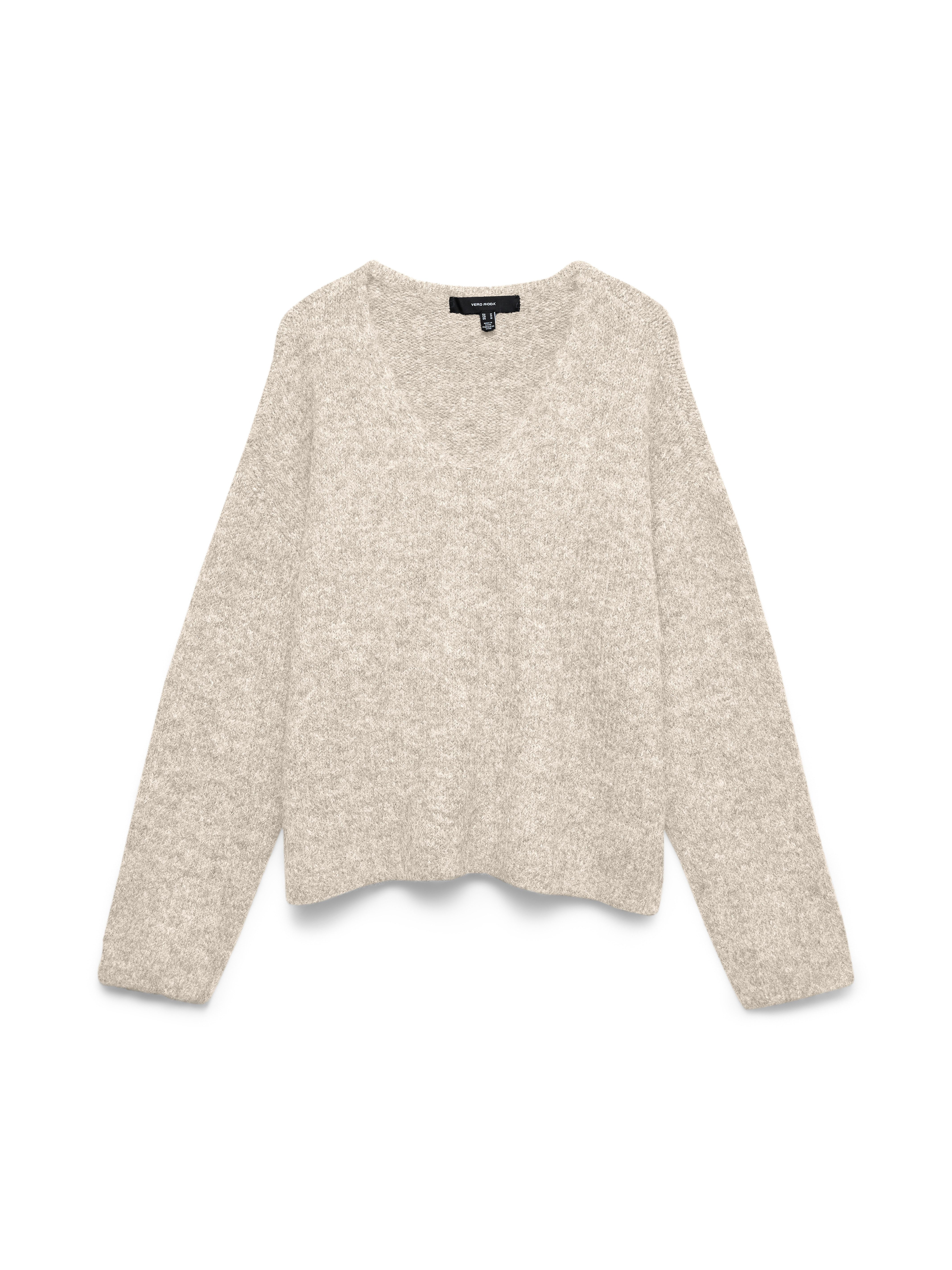 Vero Moda Strickpullover VMBERRY LS V-NECK PULLOVER NOOS Materialmix