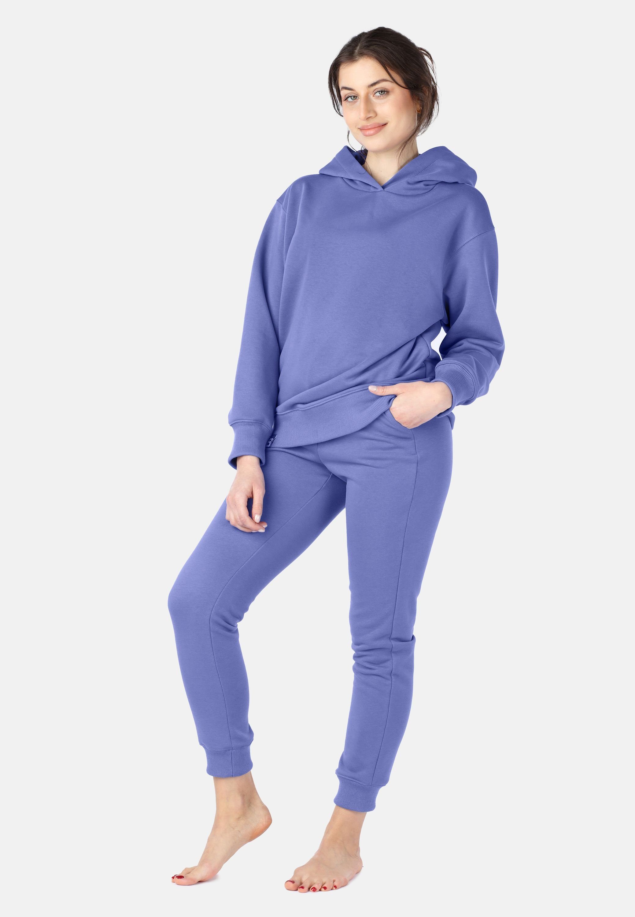Sportanzug Bellivalini Hoodie Damen Pullover BLV210 lang Kapuzenpullover Kapuzensweatshirt Lila-blau Oberteil