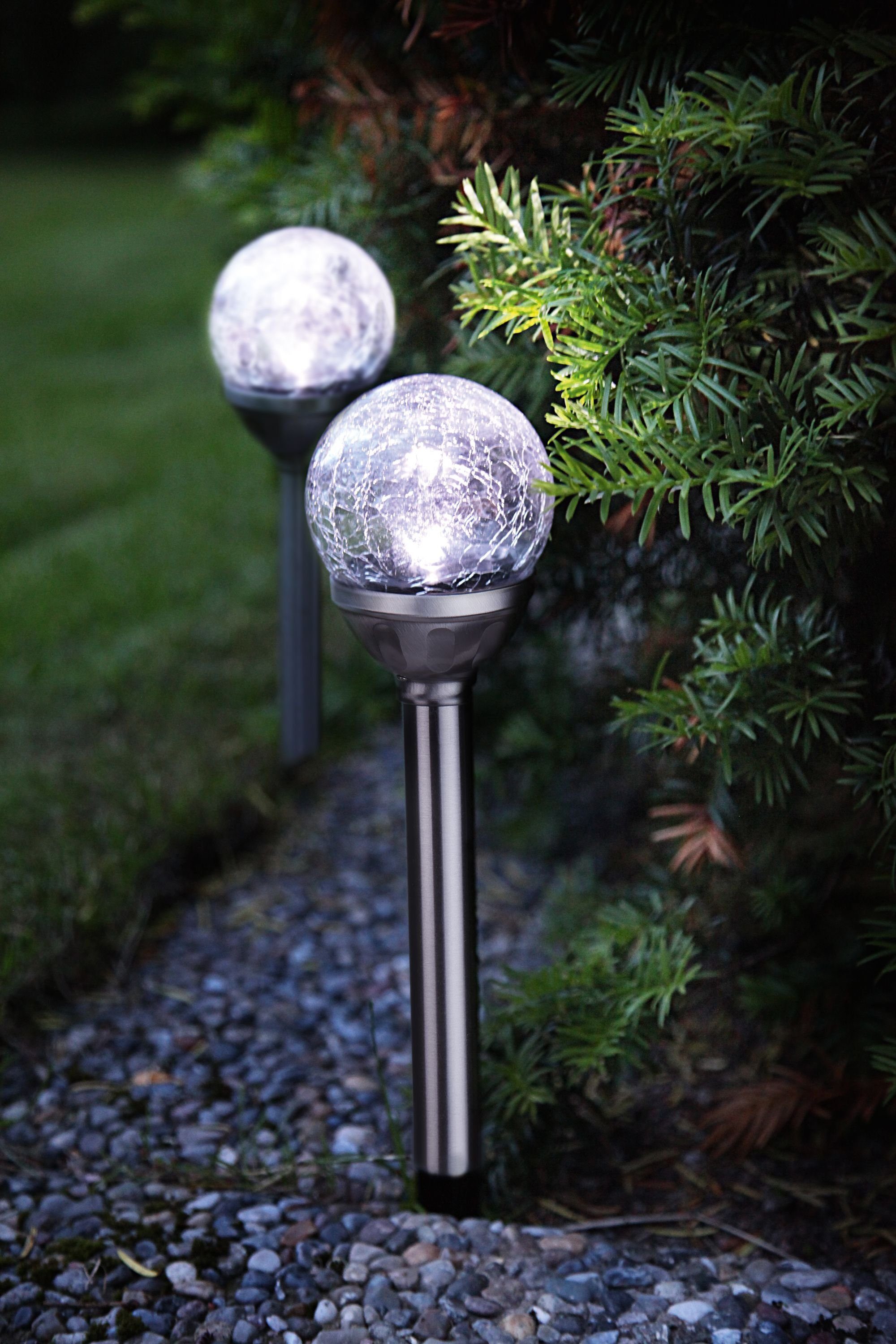 STAR Best Season LED Solarleuchte mit LED-Solar-Stäbe 39 Set silber 2-er Kugel 8 cm, x