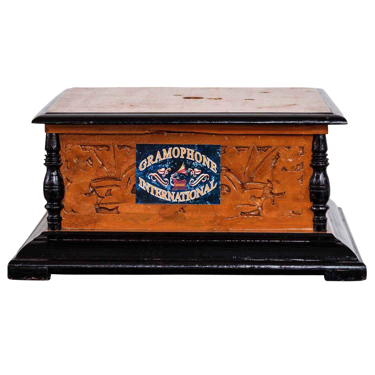 Dekoobjekt Grammophonbox Box Korpus Grammophonkorpus Grammophon Antik-Stil Holz 3