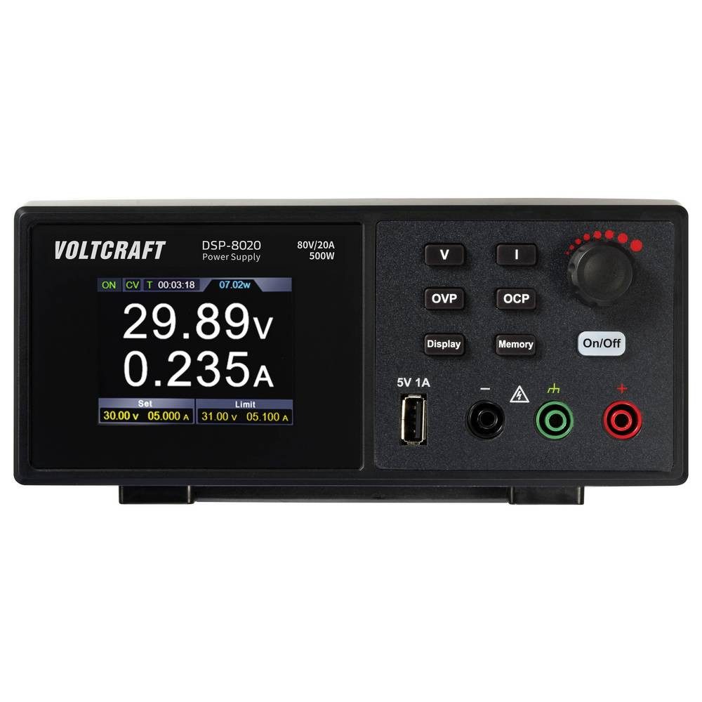 VOLTCRAFT DSP-8020 Labornetzgerät, Festspannung 0 - 80 V 0 - 20 A 500 W USB Labor-Netzteil