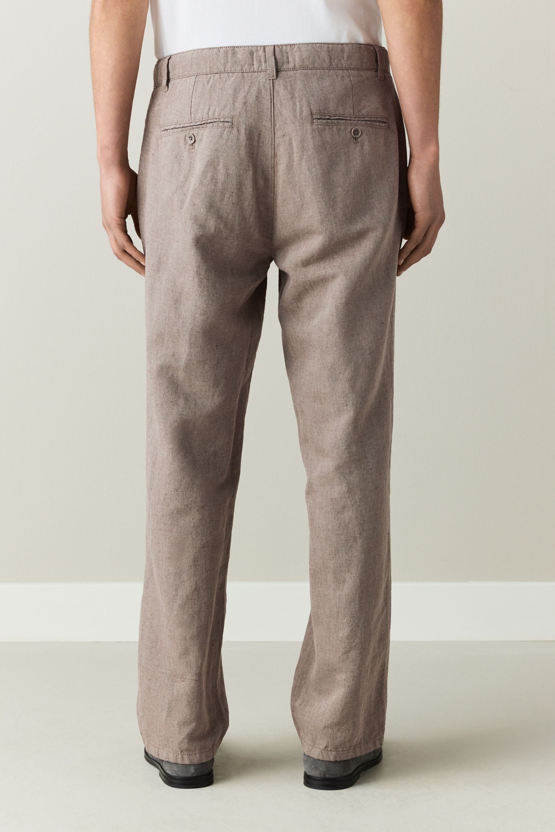 Next Chinohose Straight Fit Chinohose aus Baumwoll-Leinengemisch (1-tlg)